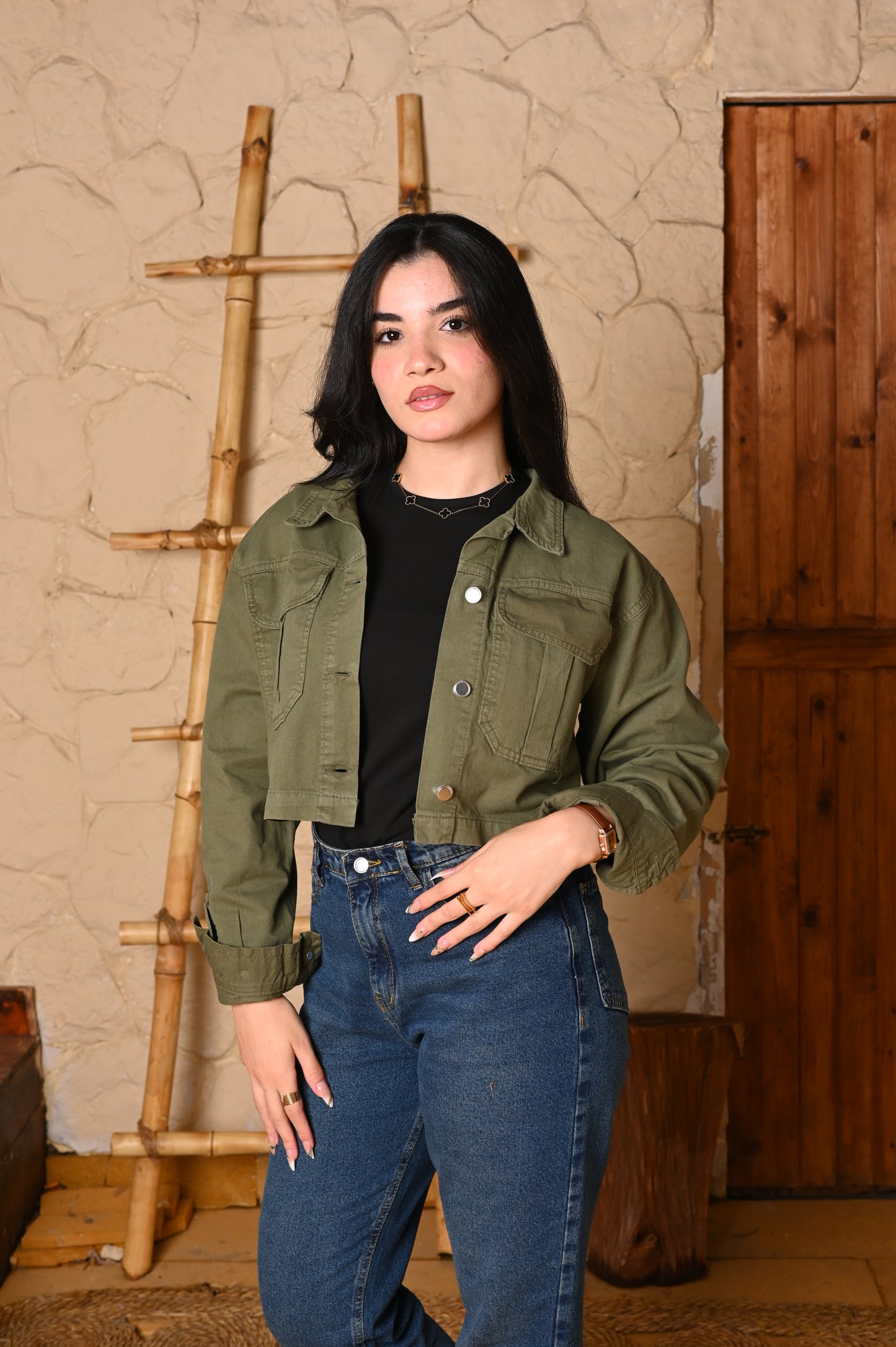 Short jacket Denim oil.