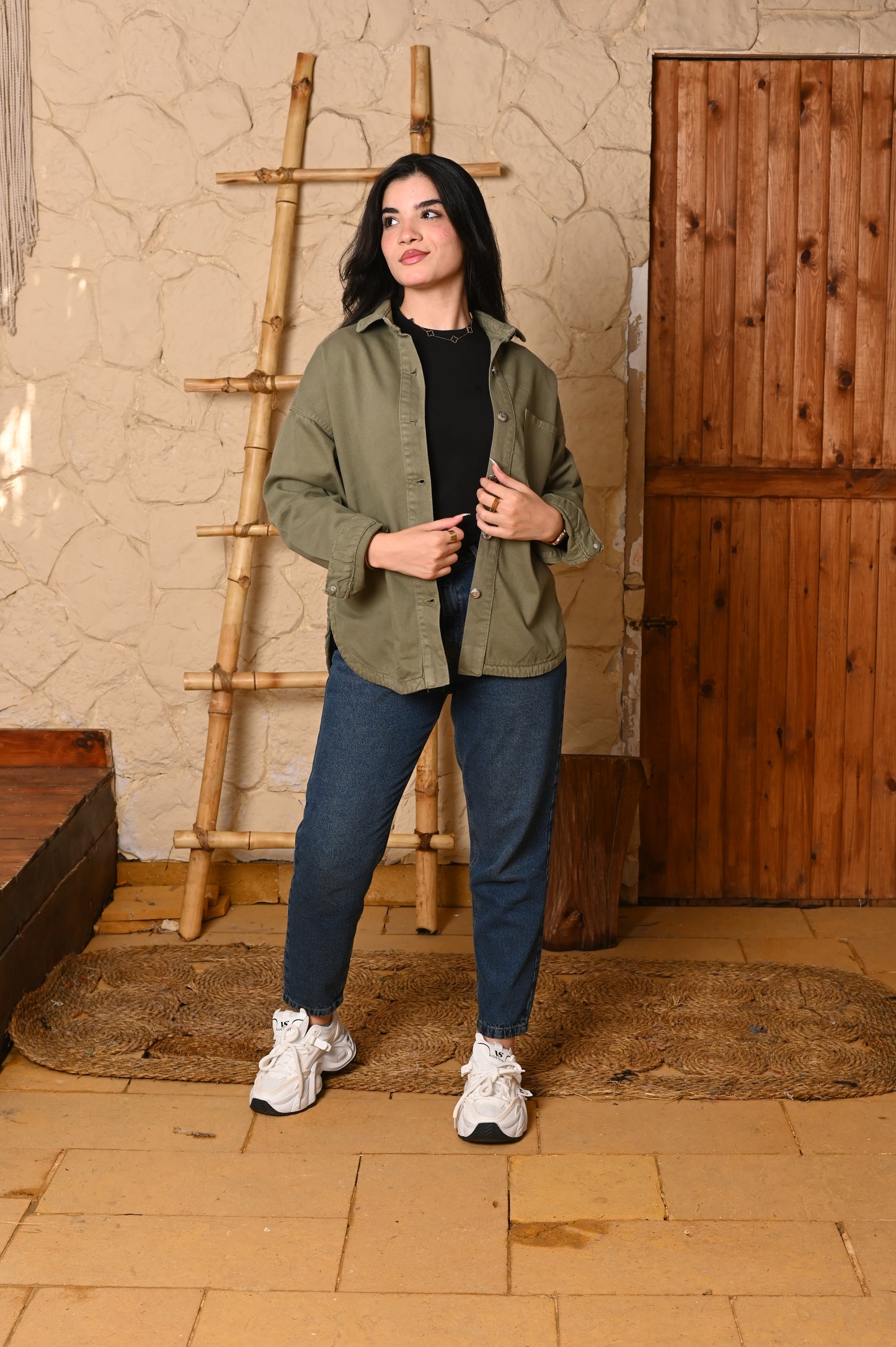 Long jacket Denim oil.