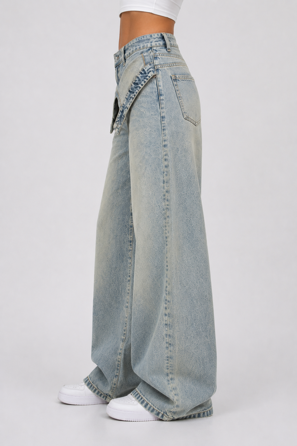 Foldover waist dirty blue