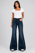 Side studded flare Dark blue
