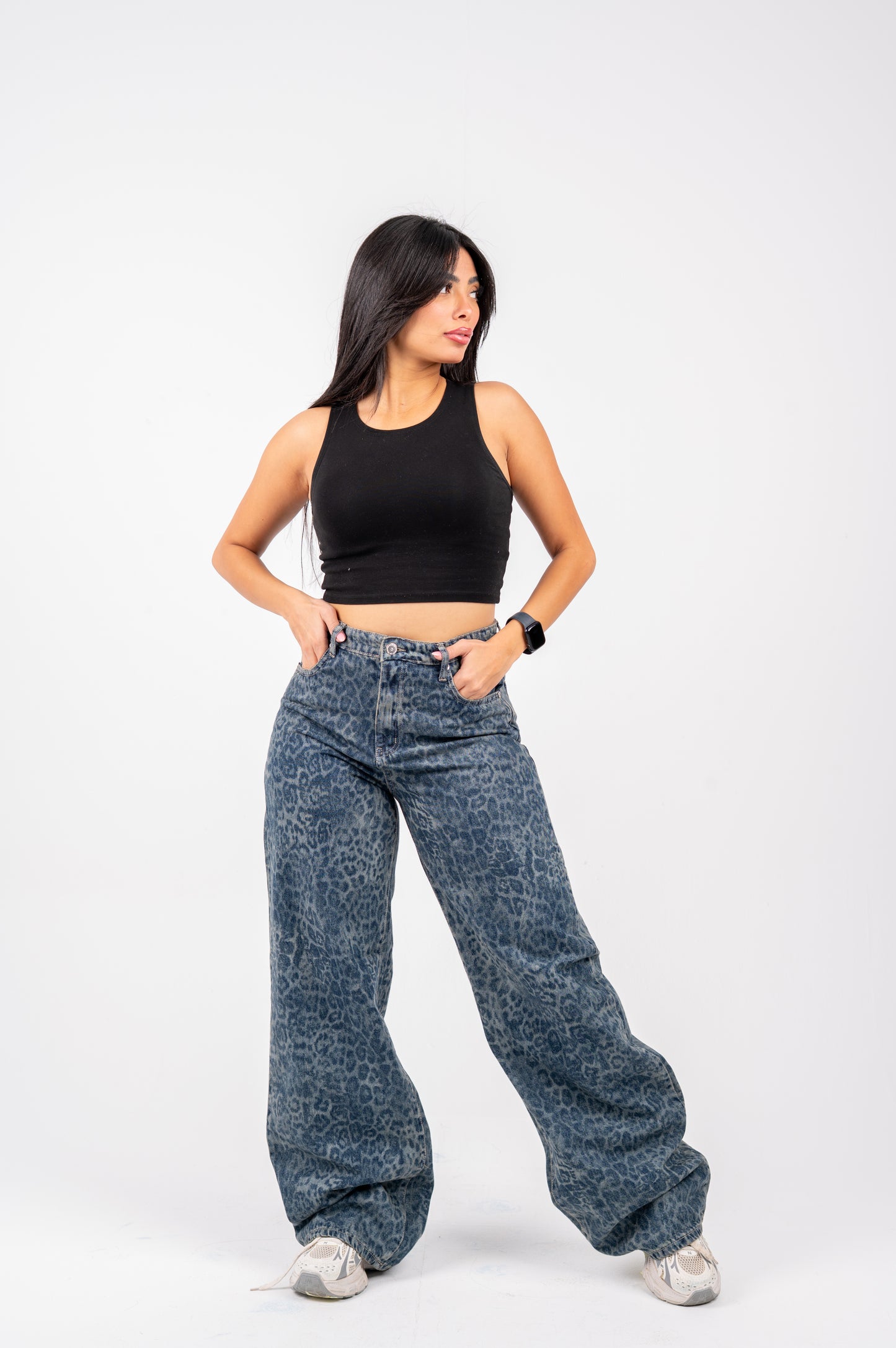 Straight olive tiger denim