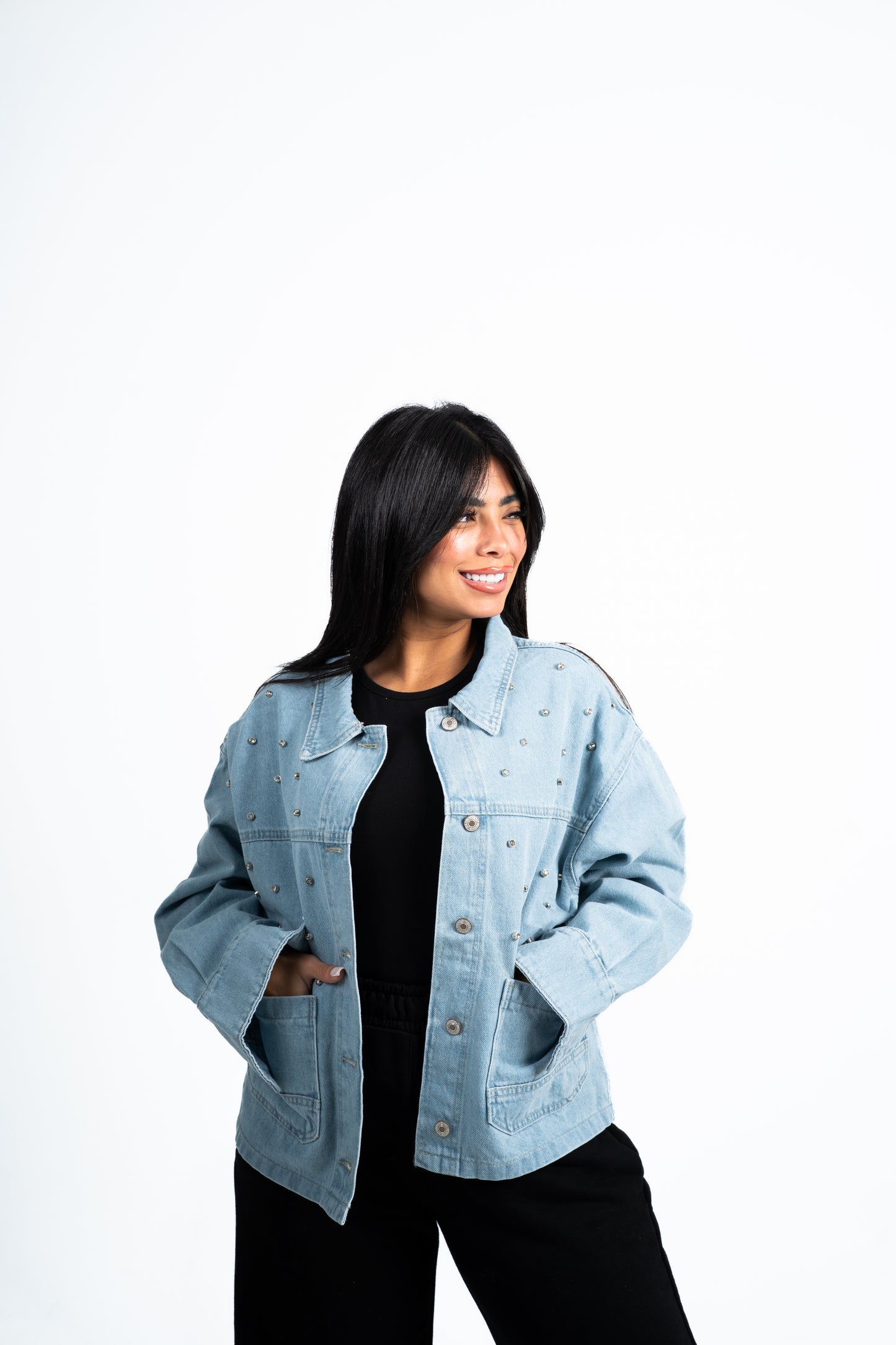 Jacket Denim blue studded.