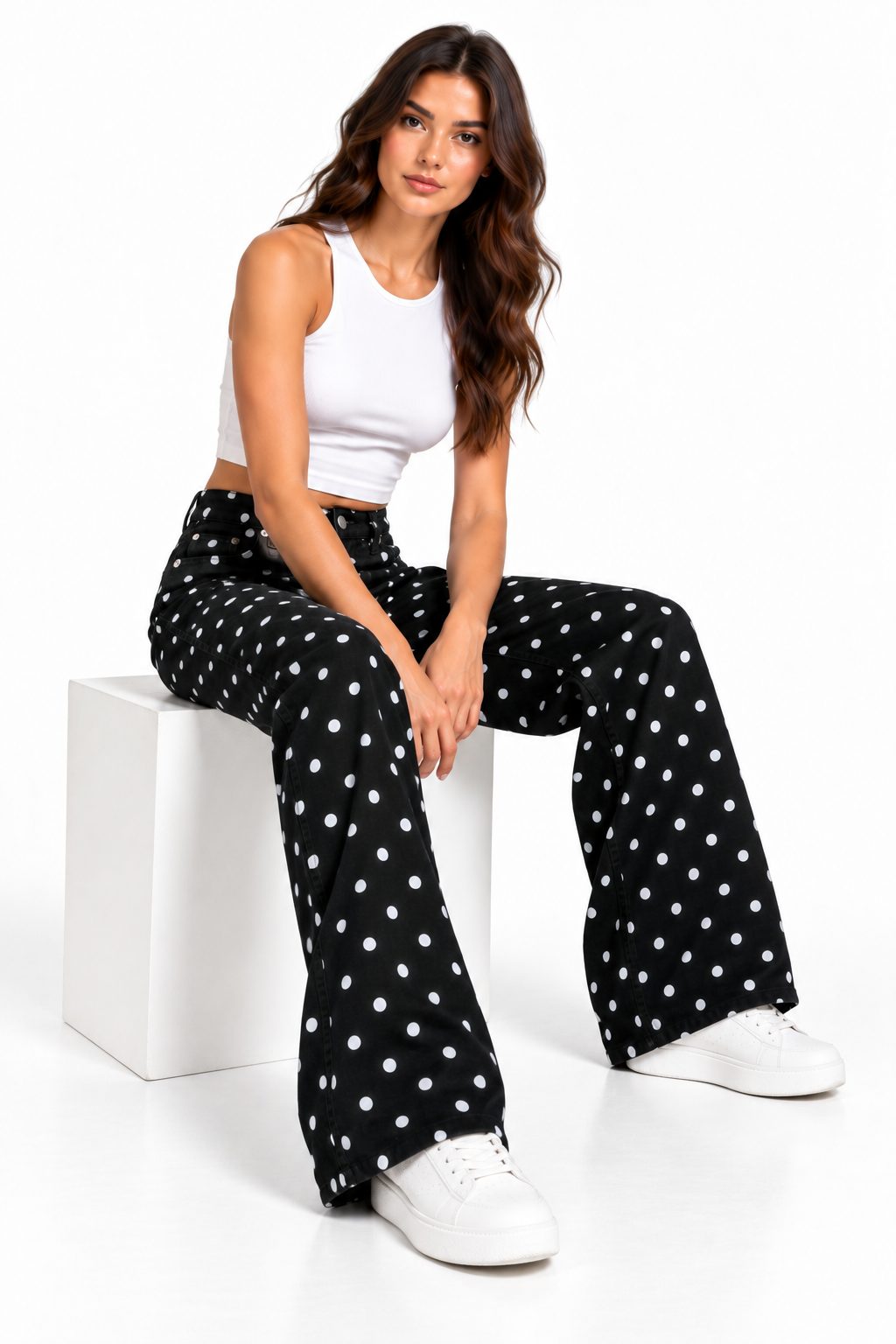 Polka dotswide leg jeans