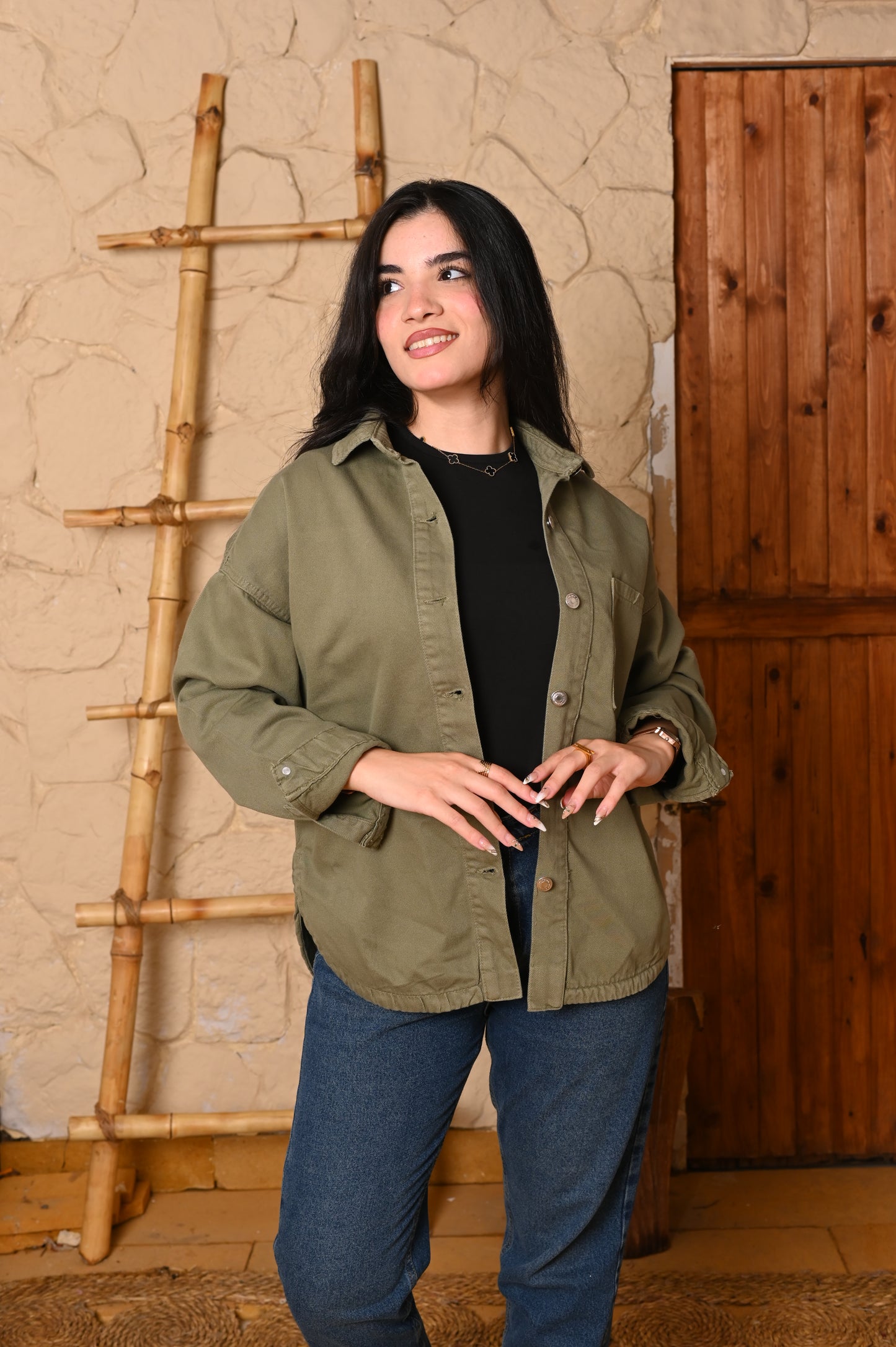 Long jacket Denim oil.