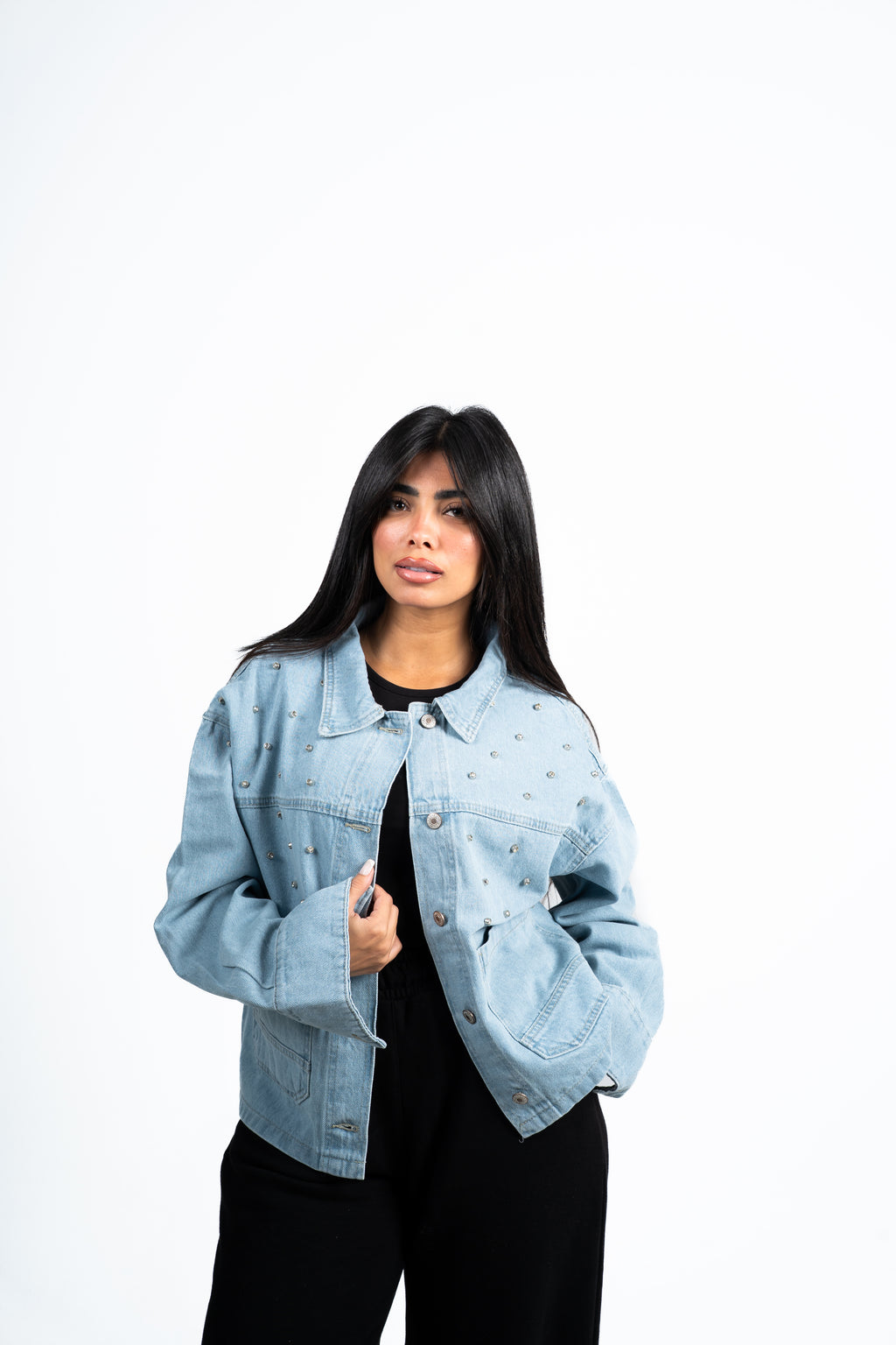 Jacket Denim blue studded.