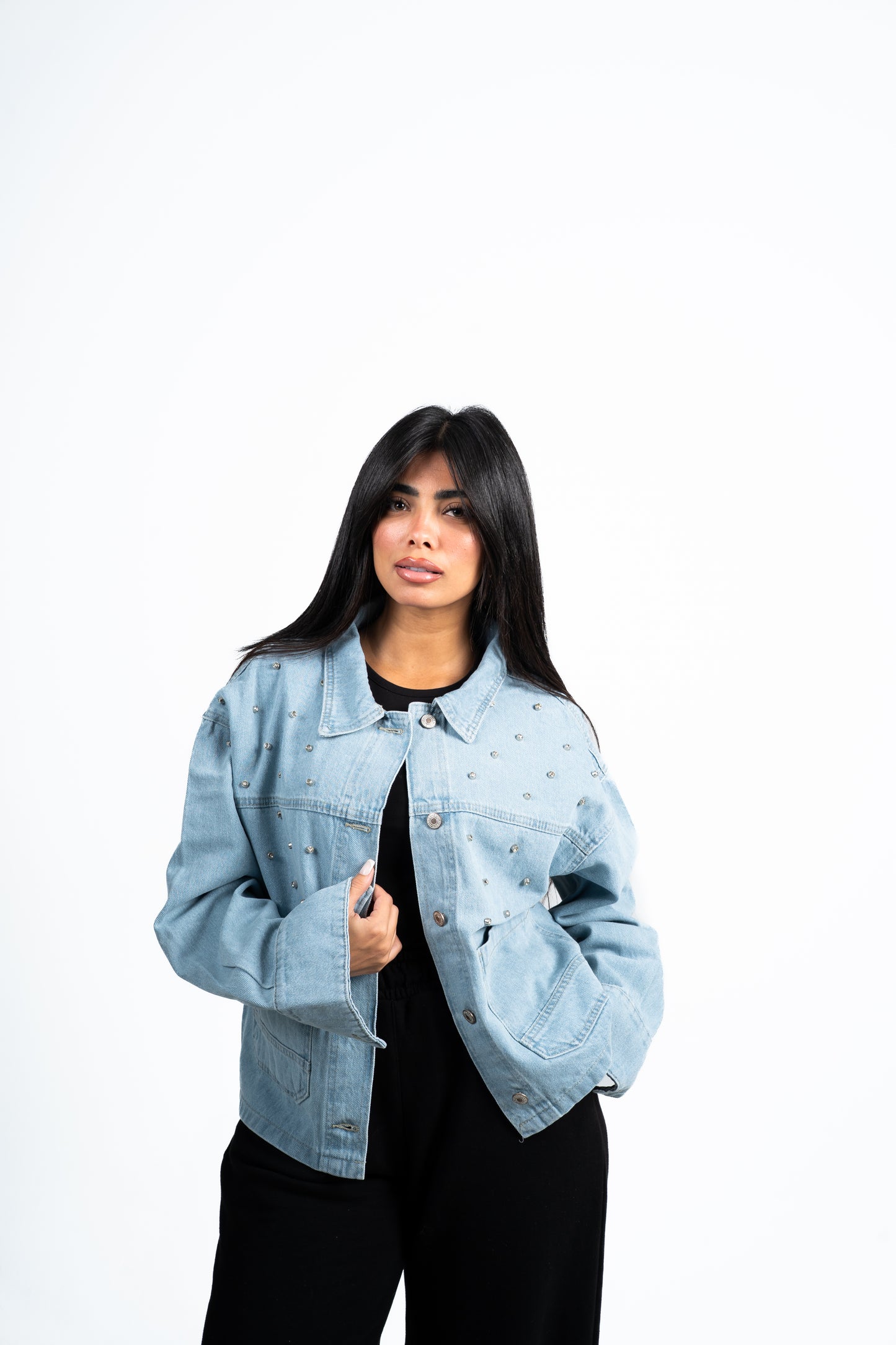 Jacket Denim blue studded.