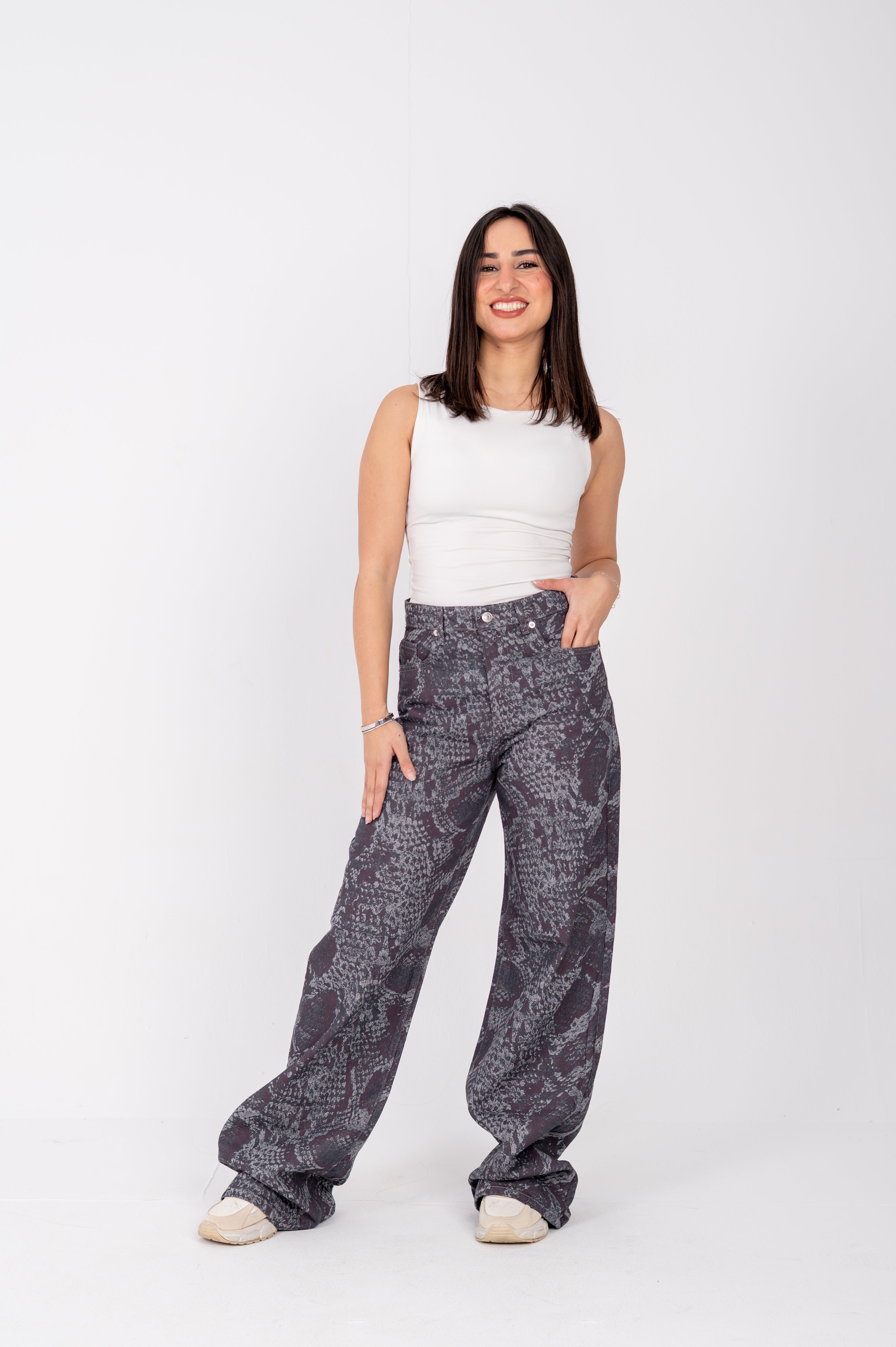 Snake print wide leg jeans Mulberry