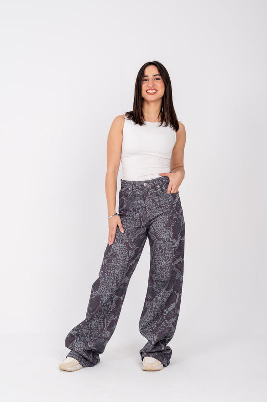 Snake print wide leg jeans Mulberry