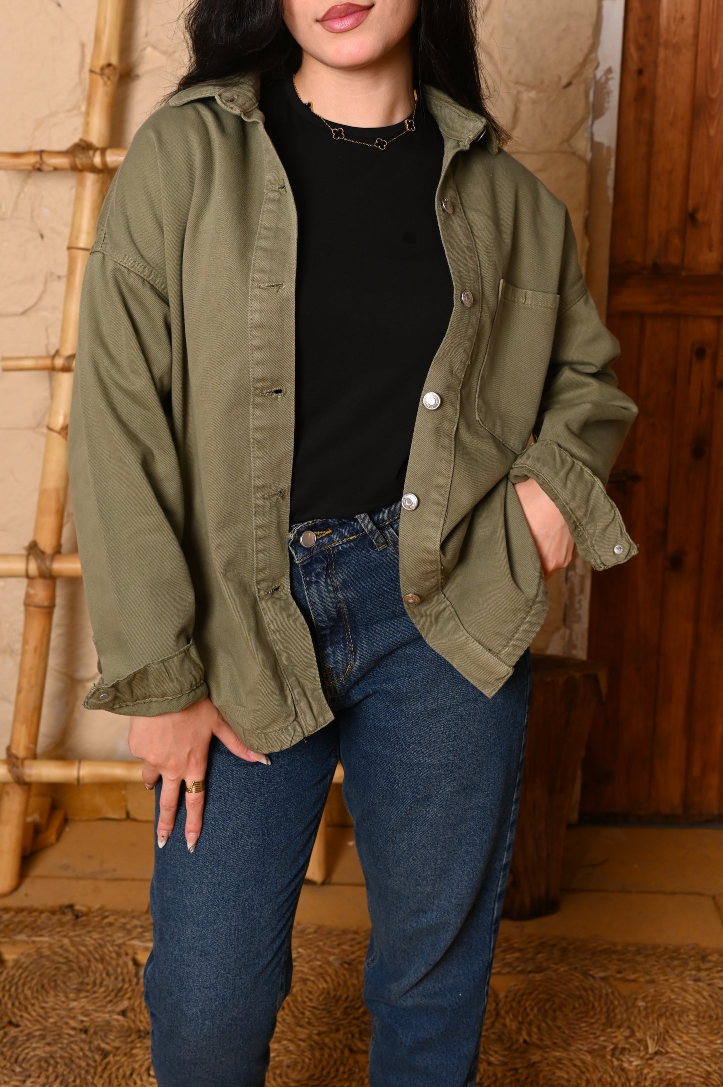 Long jacket Denim oil.