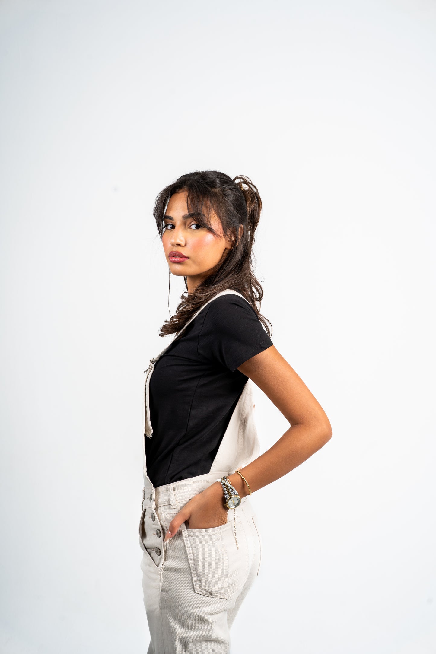 Jumpsuit beige mom fit