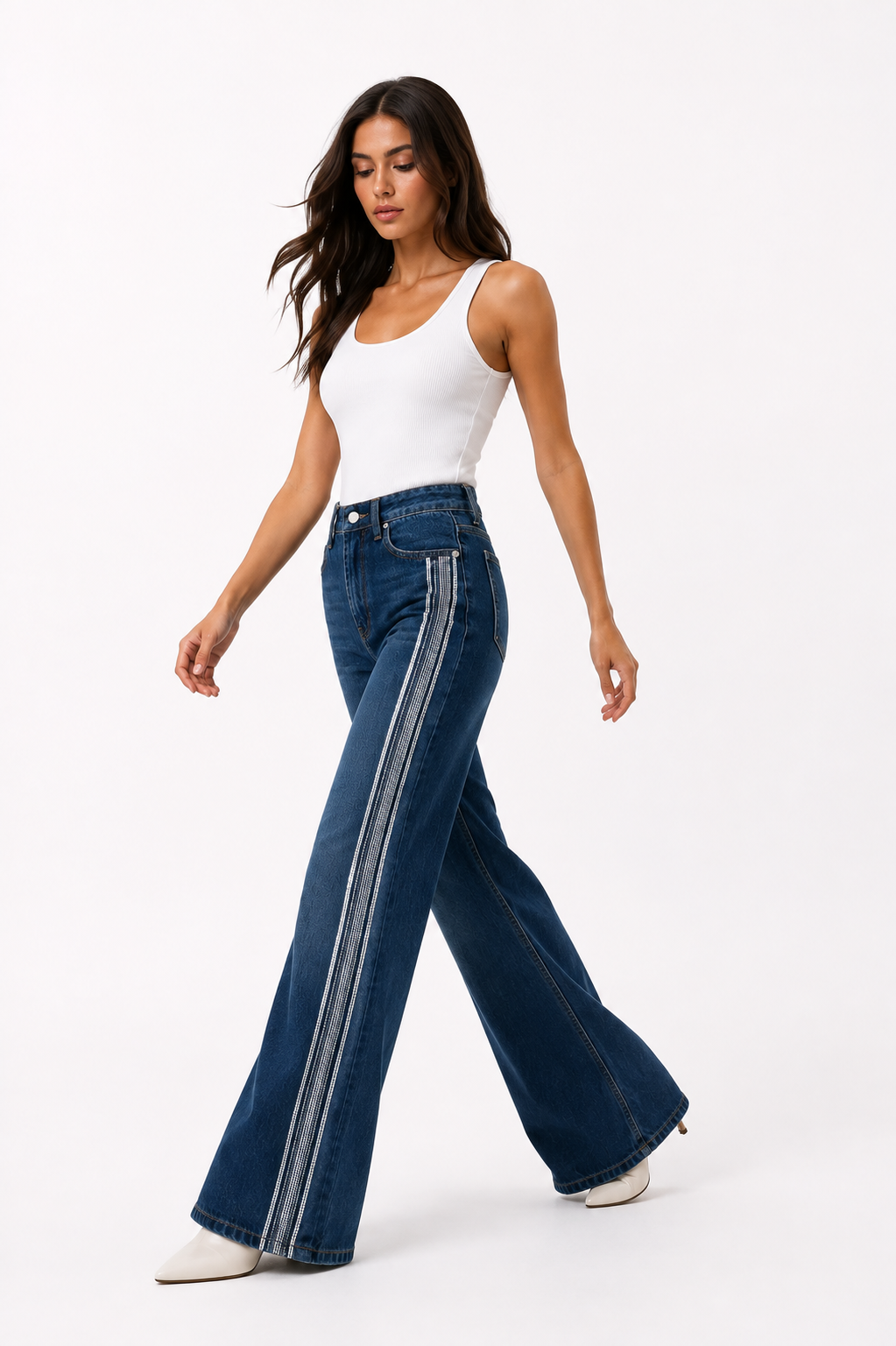 Crystal Stripe Flare Jeans
