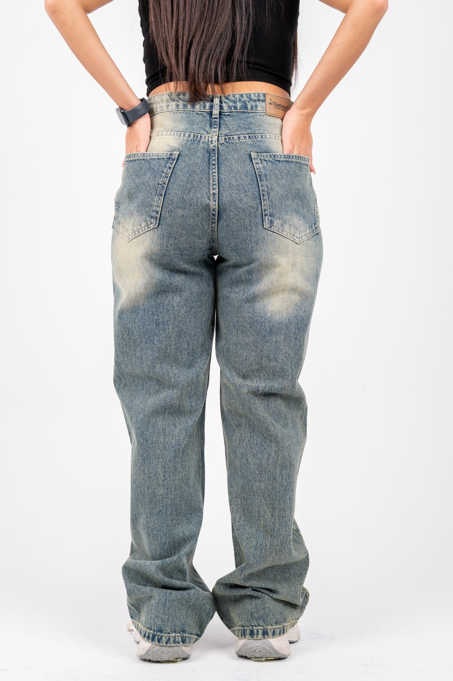 Wide leg jeans vintage washed