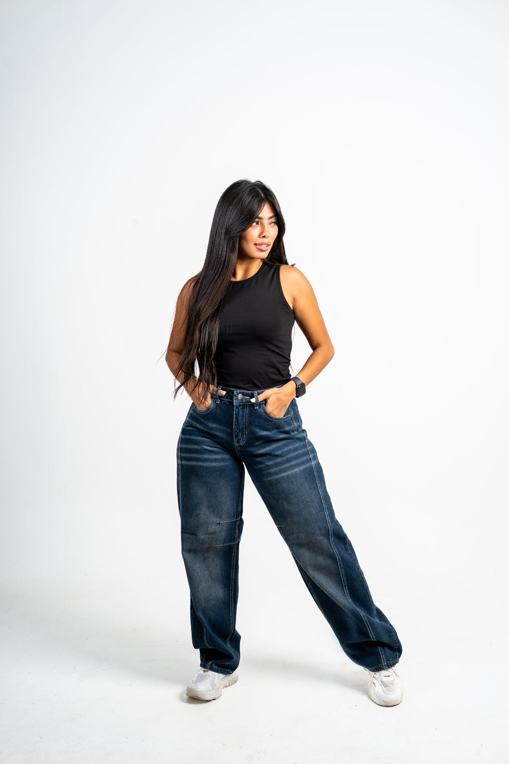 Balloon jeans navy washed