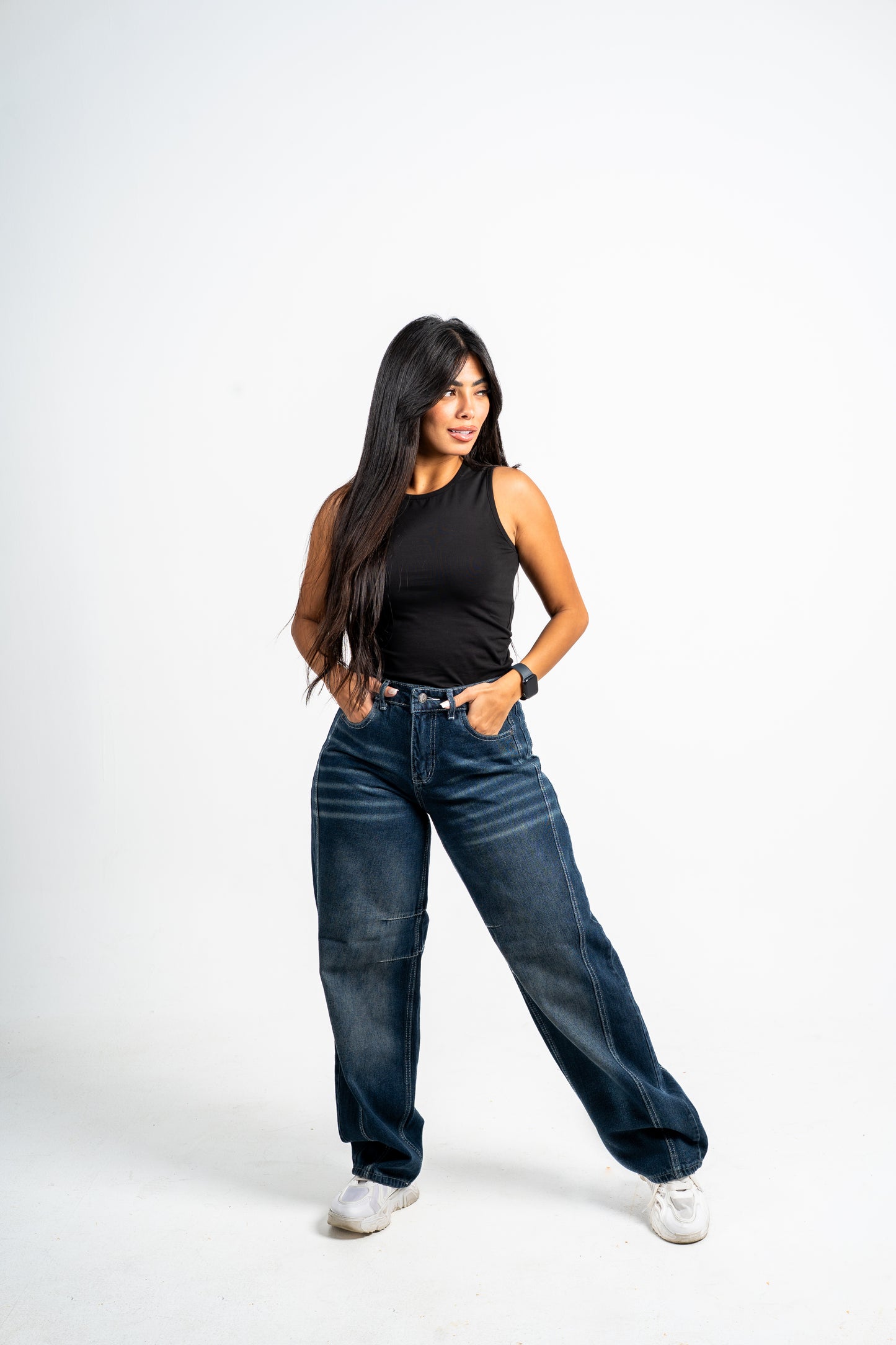 Balloon jeans navy washed