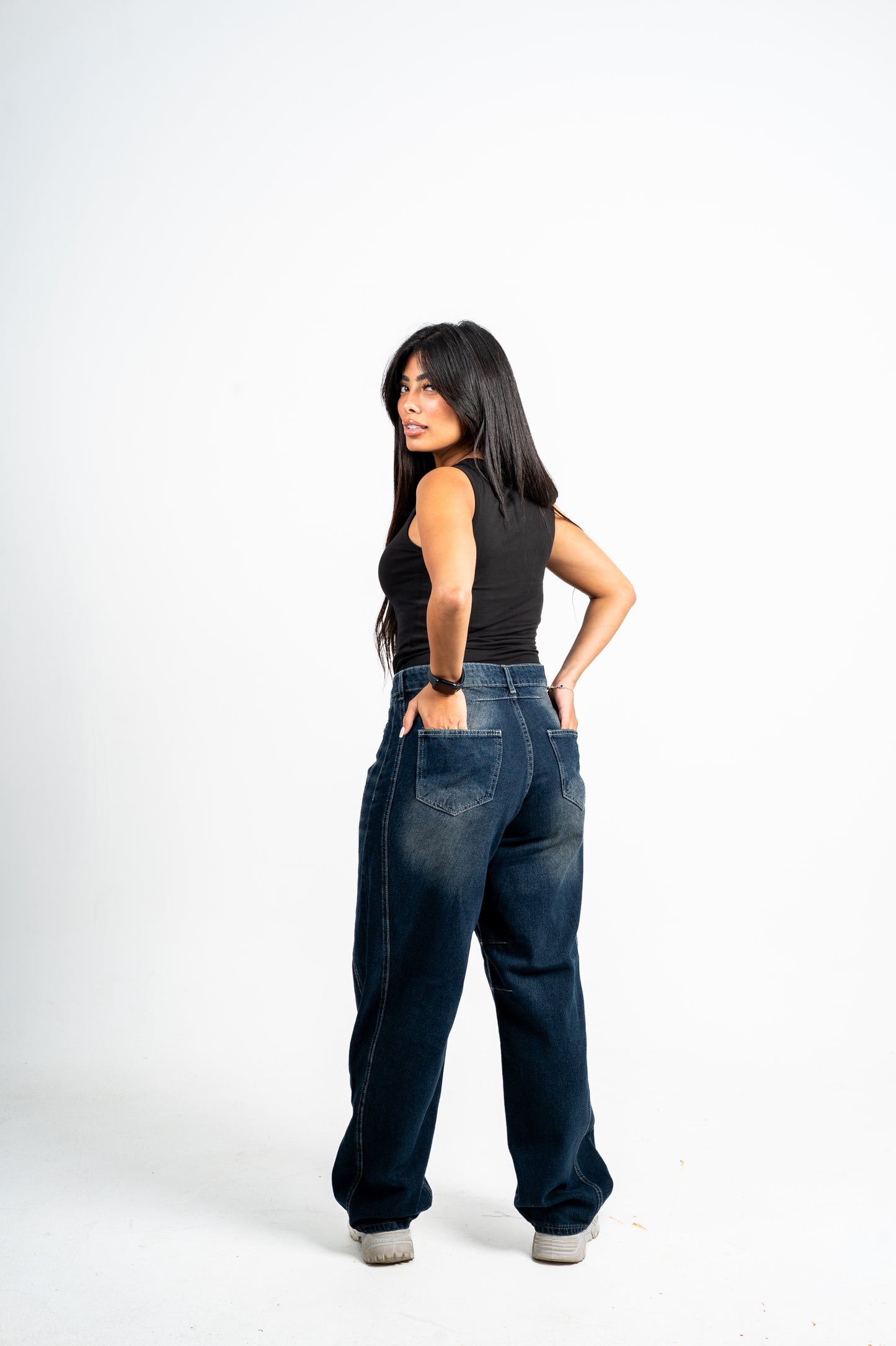 Balloon jeans navy washed