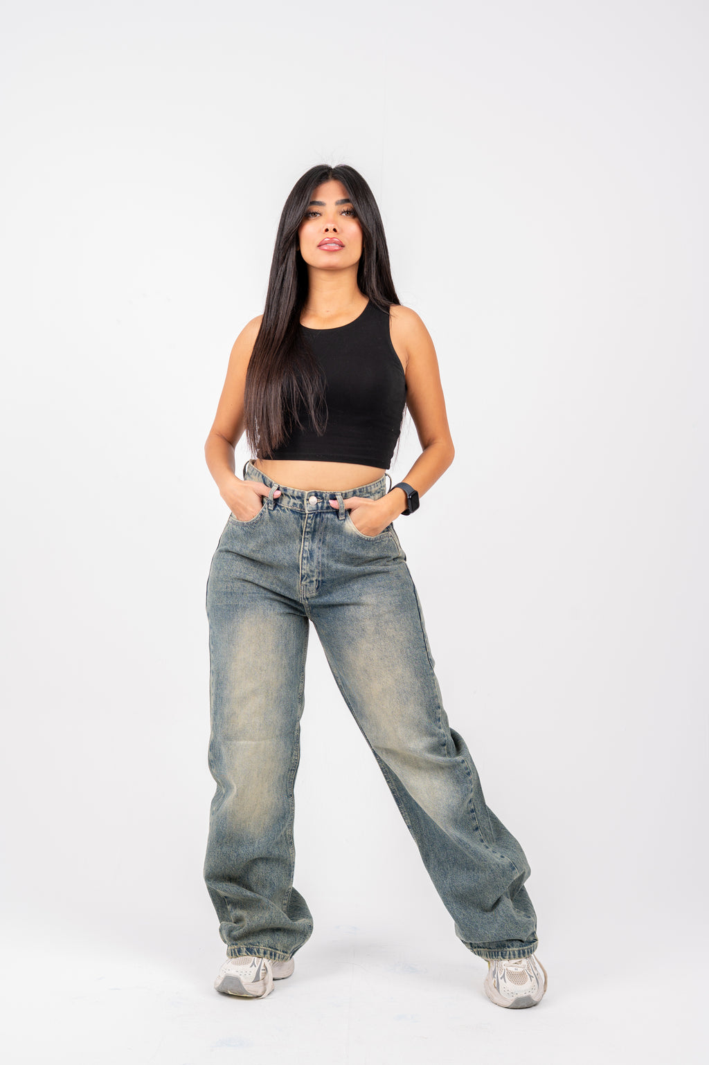 Wide leg jeans vintage washed