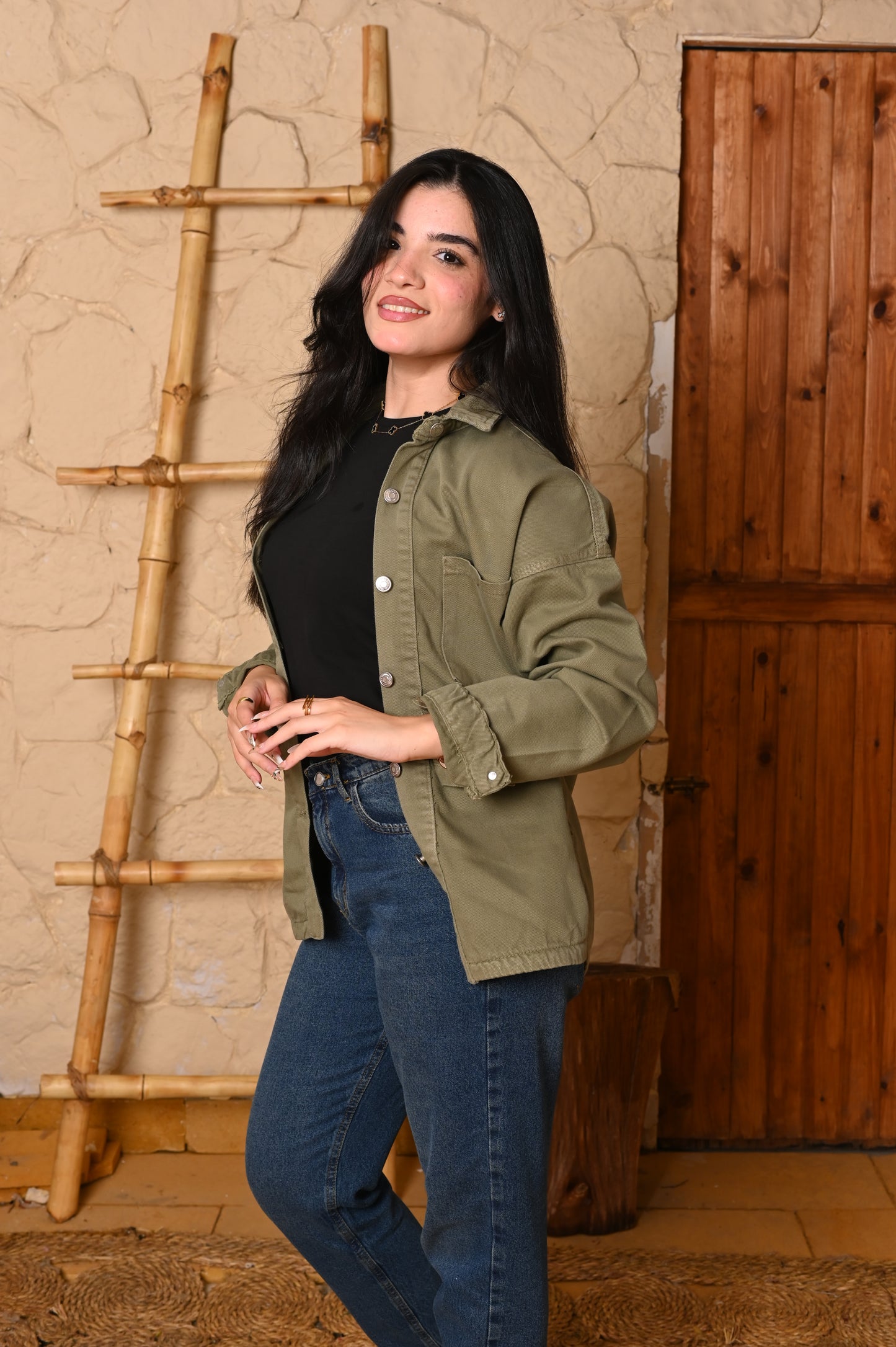 Long jacket Denim oil.