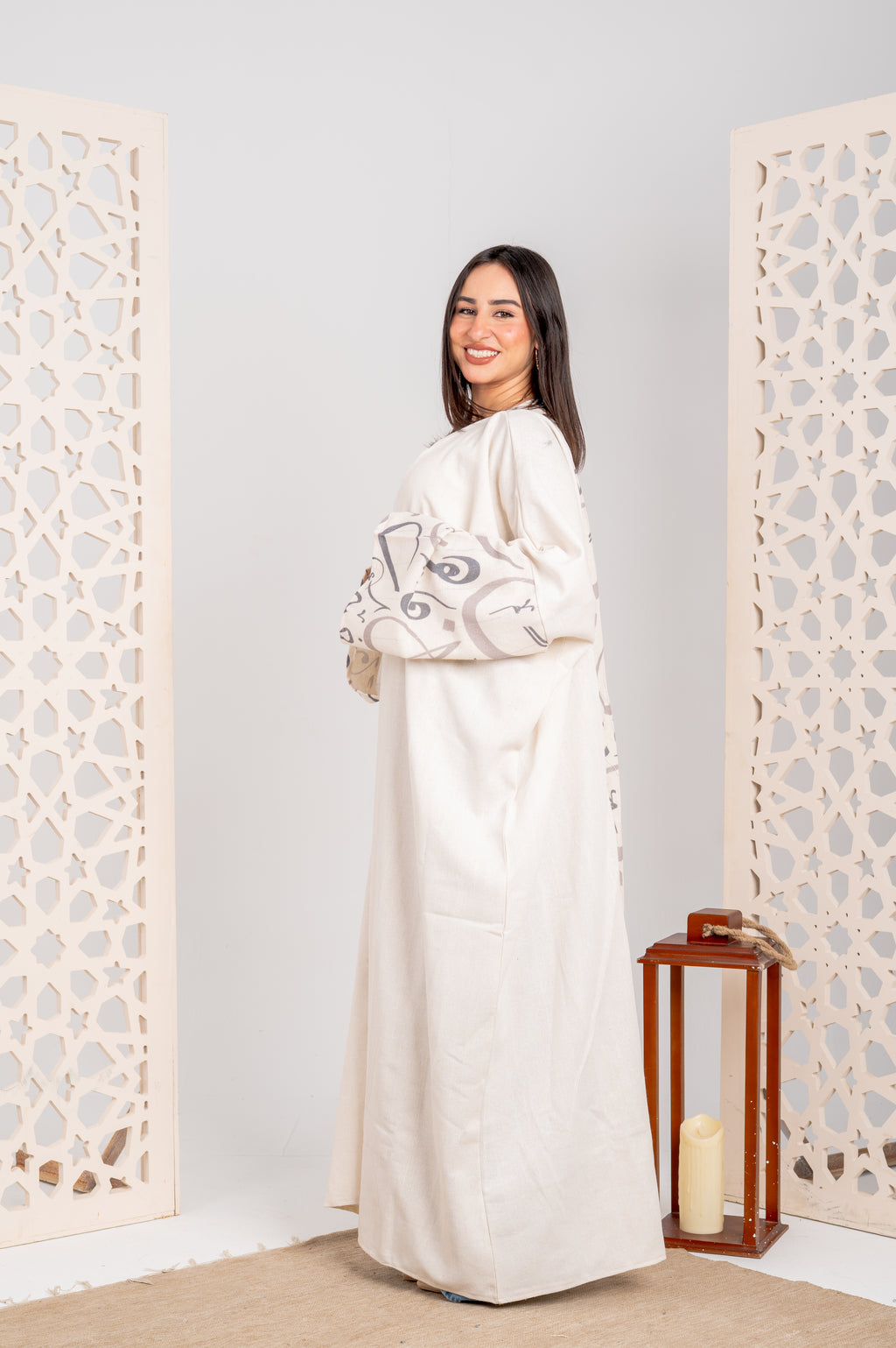 Pure Linen Cardigan with Arabic Back Detail ✨