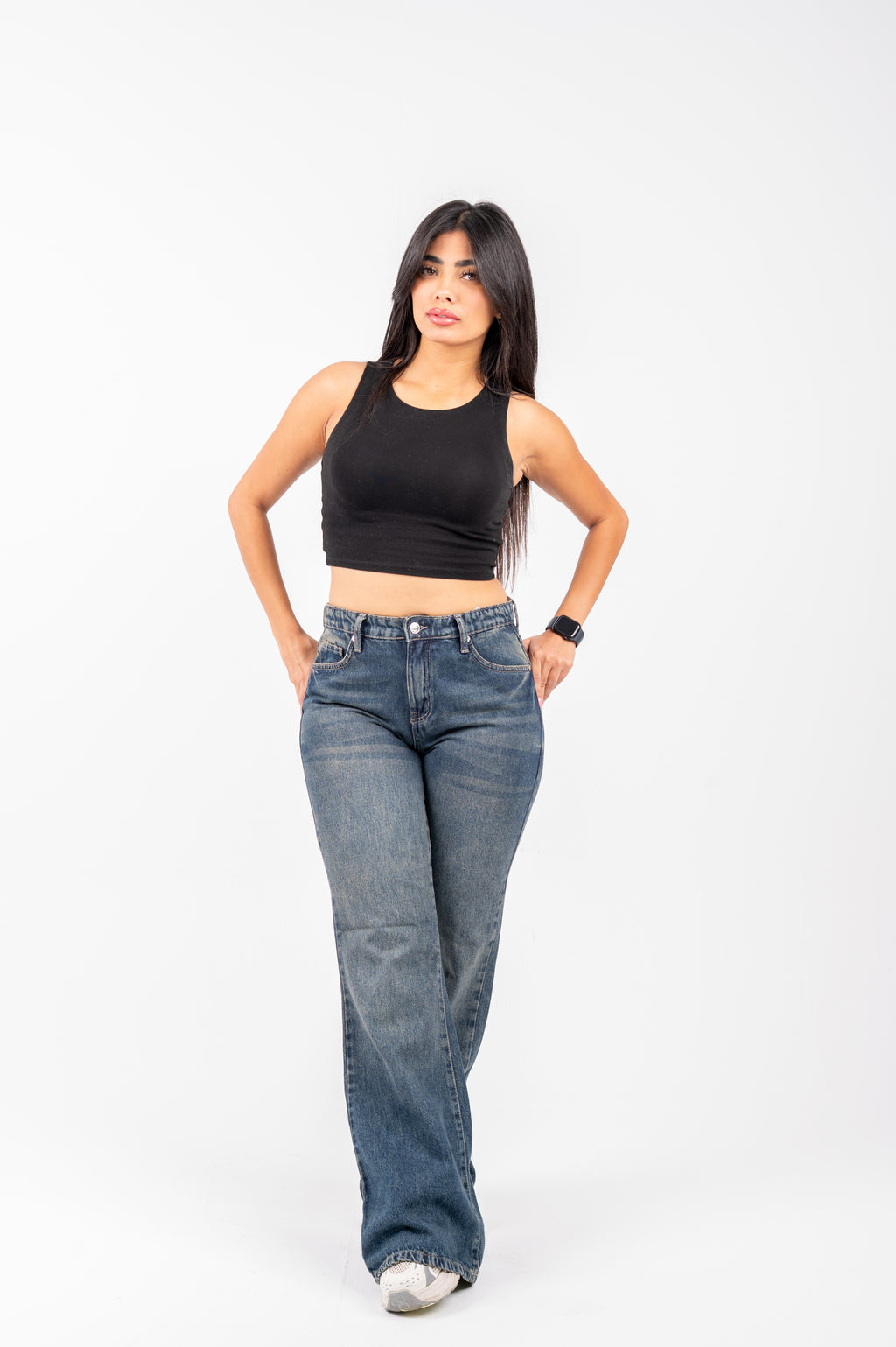 Flare cotton jeans navy washed
