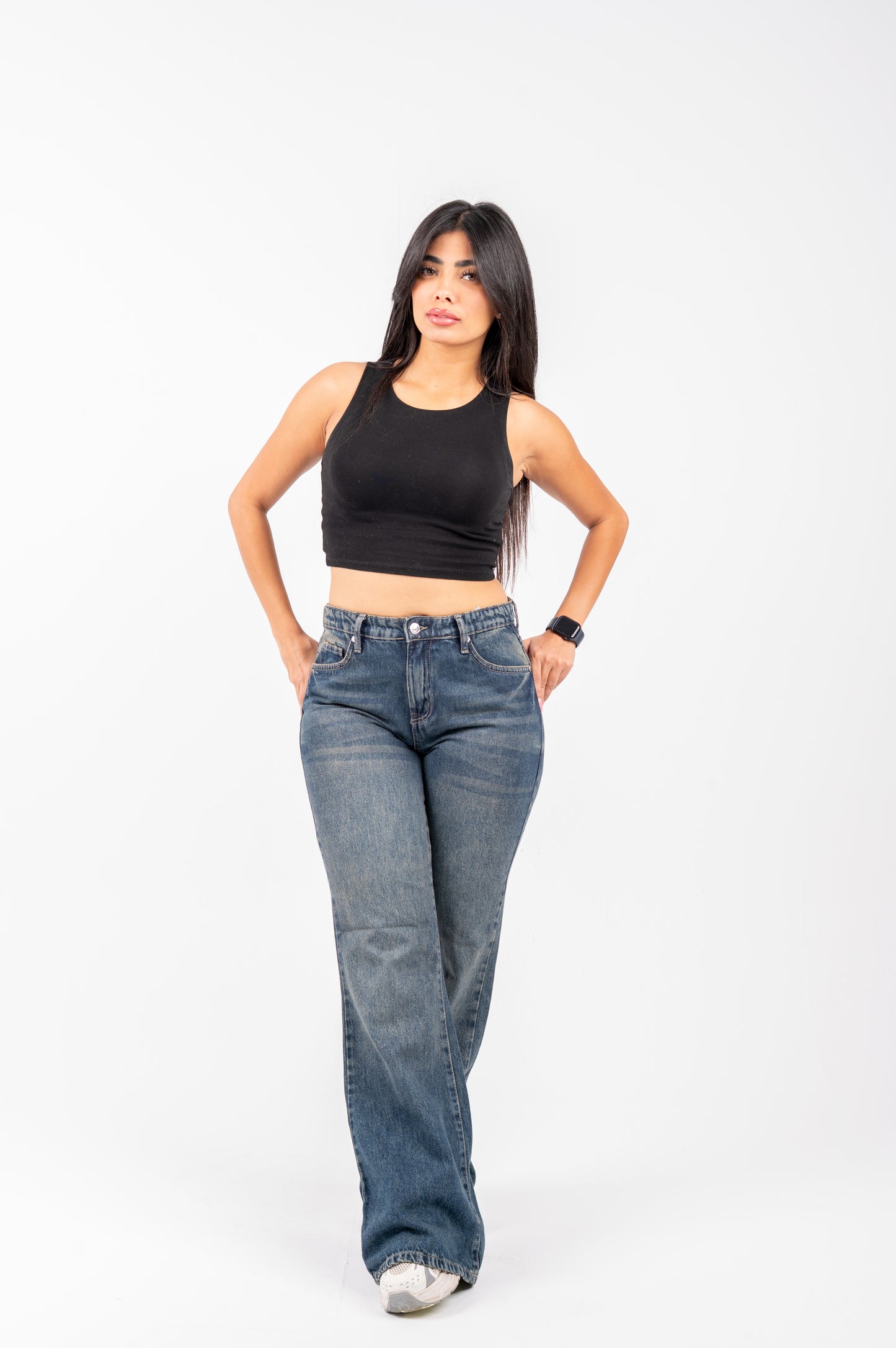 Flare cotton jeans navy washed