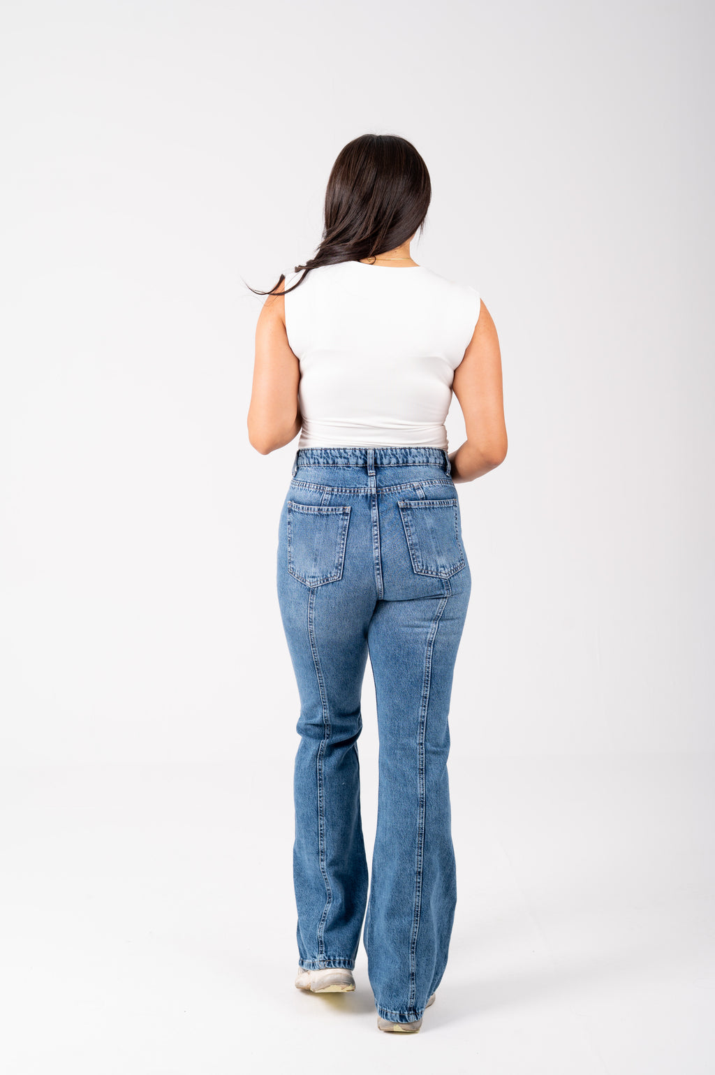 Flare cut jeans mid blue washed
