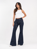 Detachable Belt Flare raw Jeans