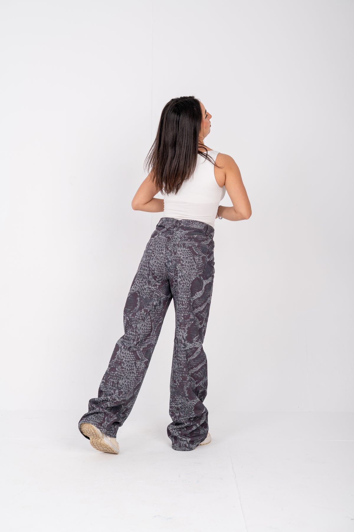 Snake print wide leg jeans Mulberry