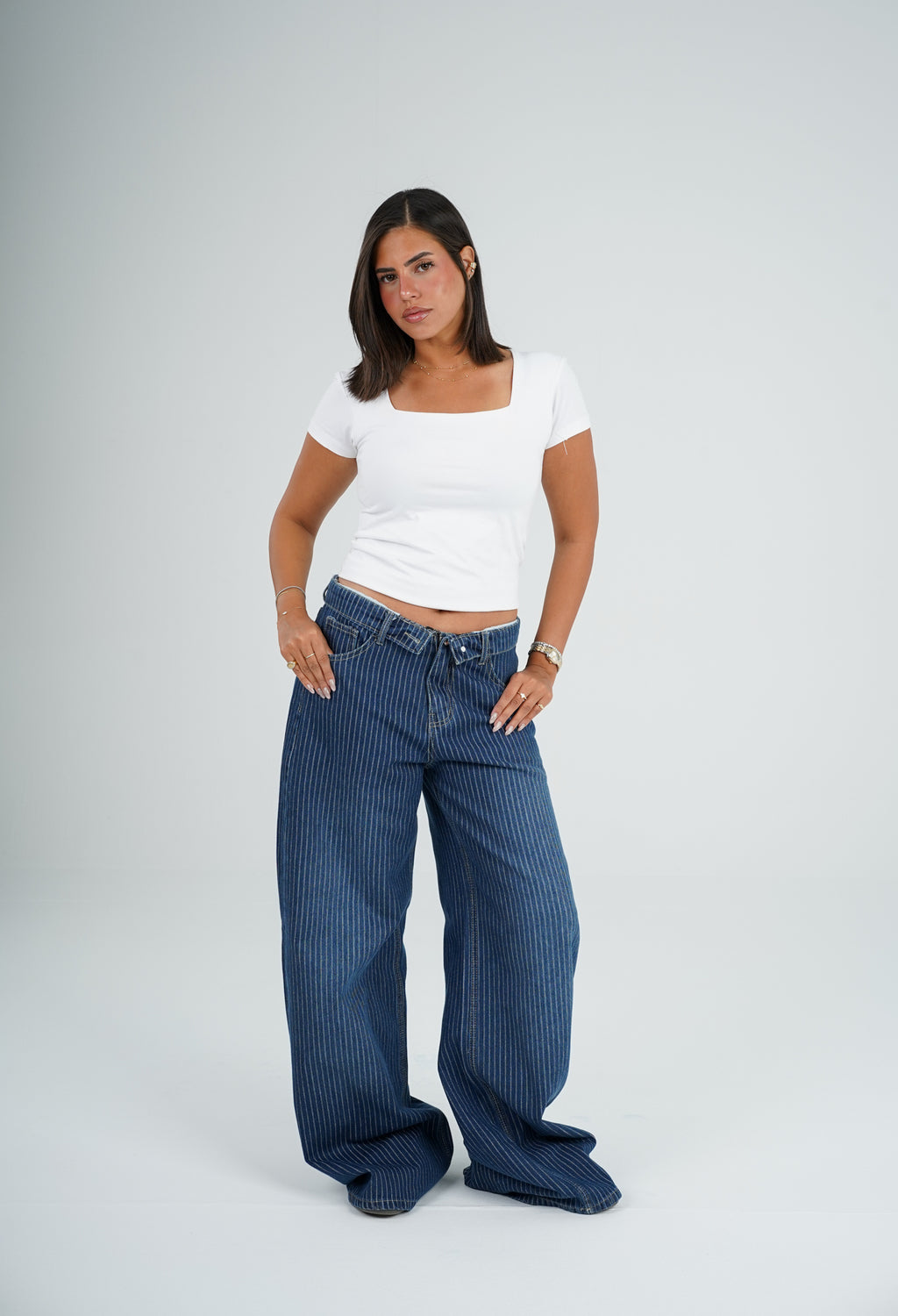 Striped jeans Dark blue