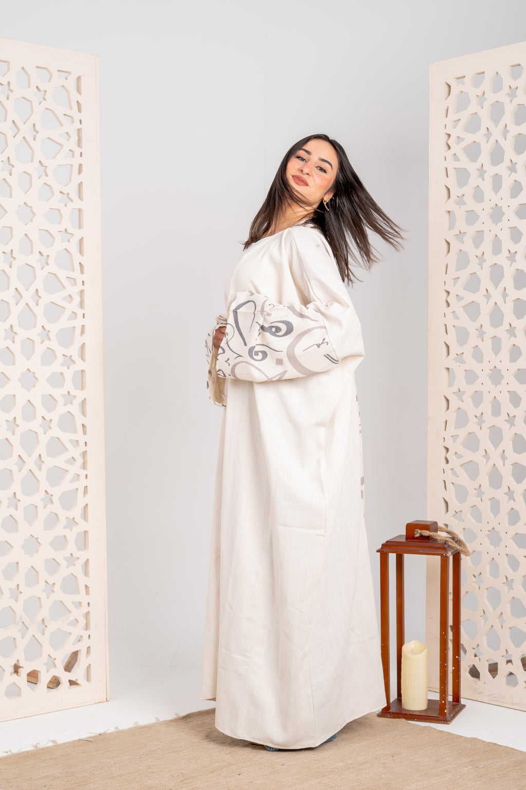 Pure Linen Cardigan with Arabic Back Detail ✨