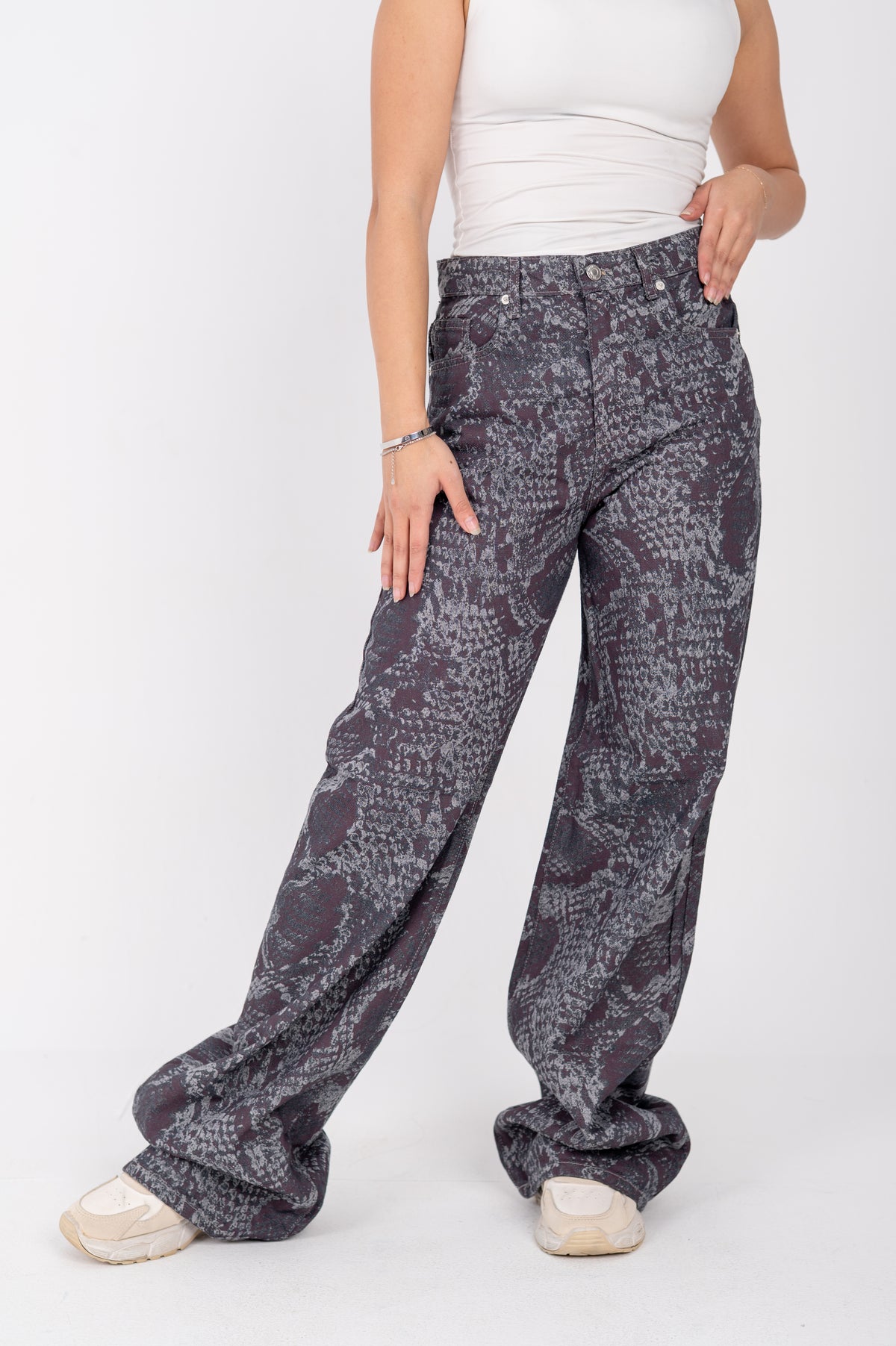Snake print wide leg jeans Mulberry