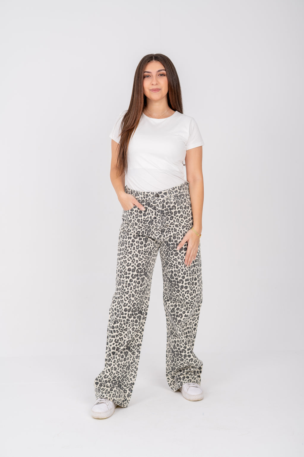 Tiger print wide leg Off-white