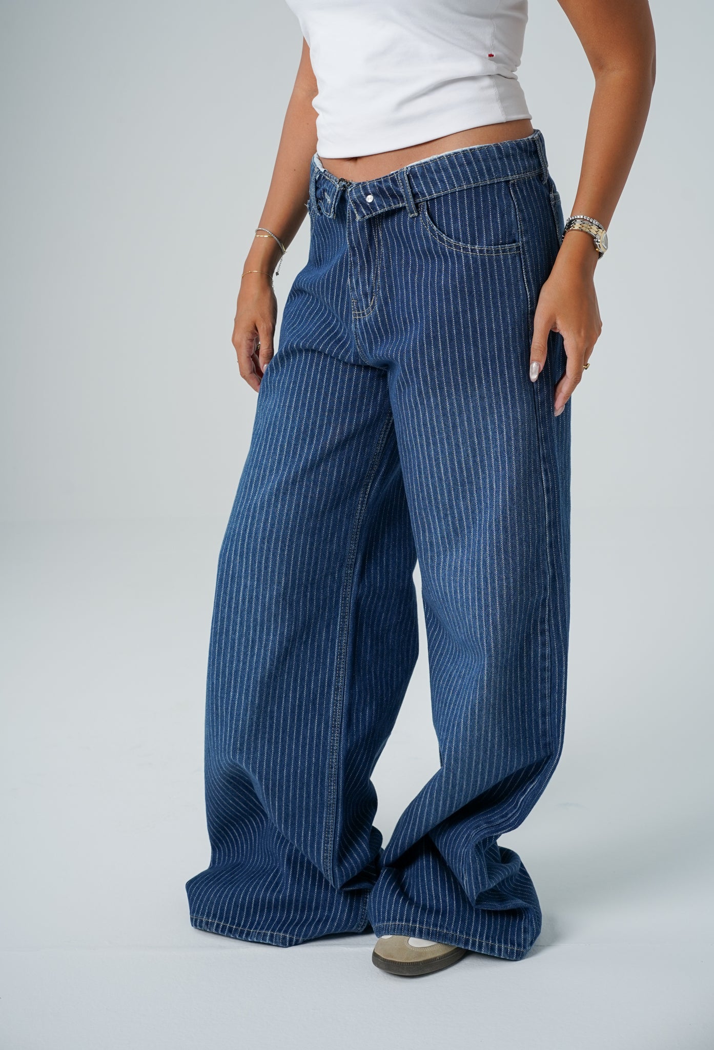 Striped jeans Dark blue