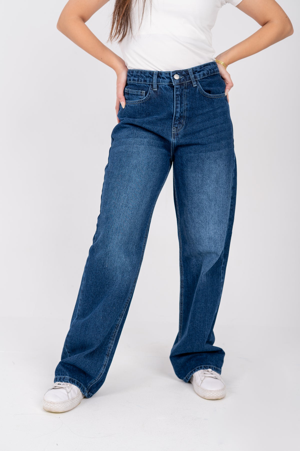 Straight jeans dark blue washed