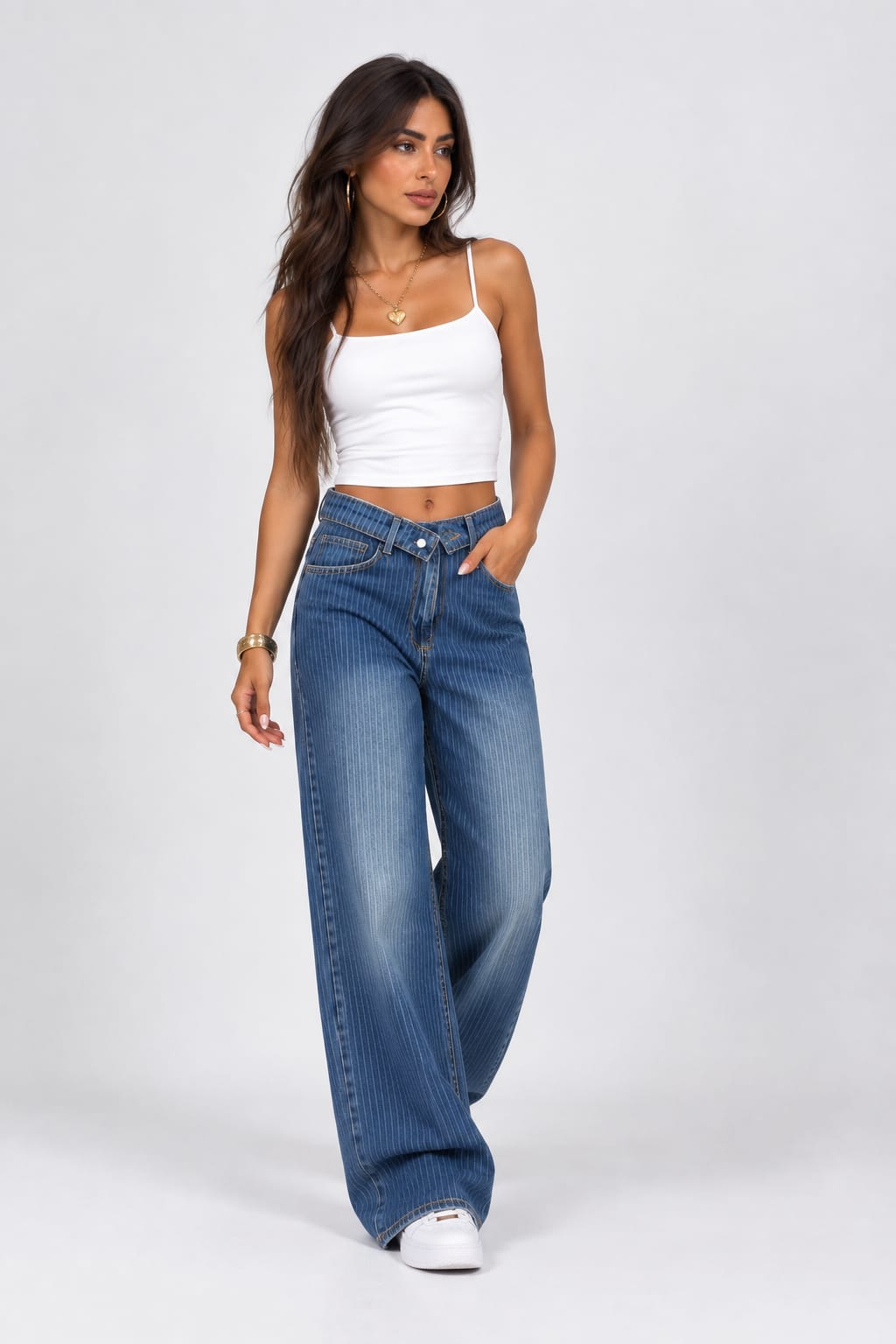 Striped jeans Dark blue