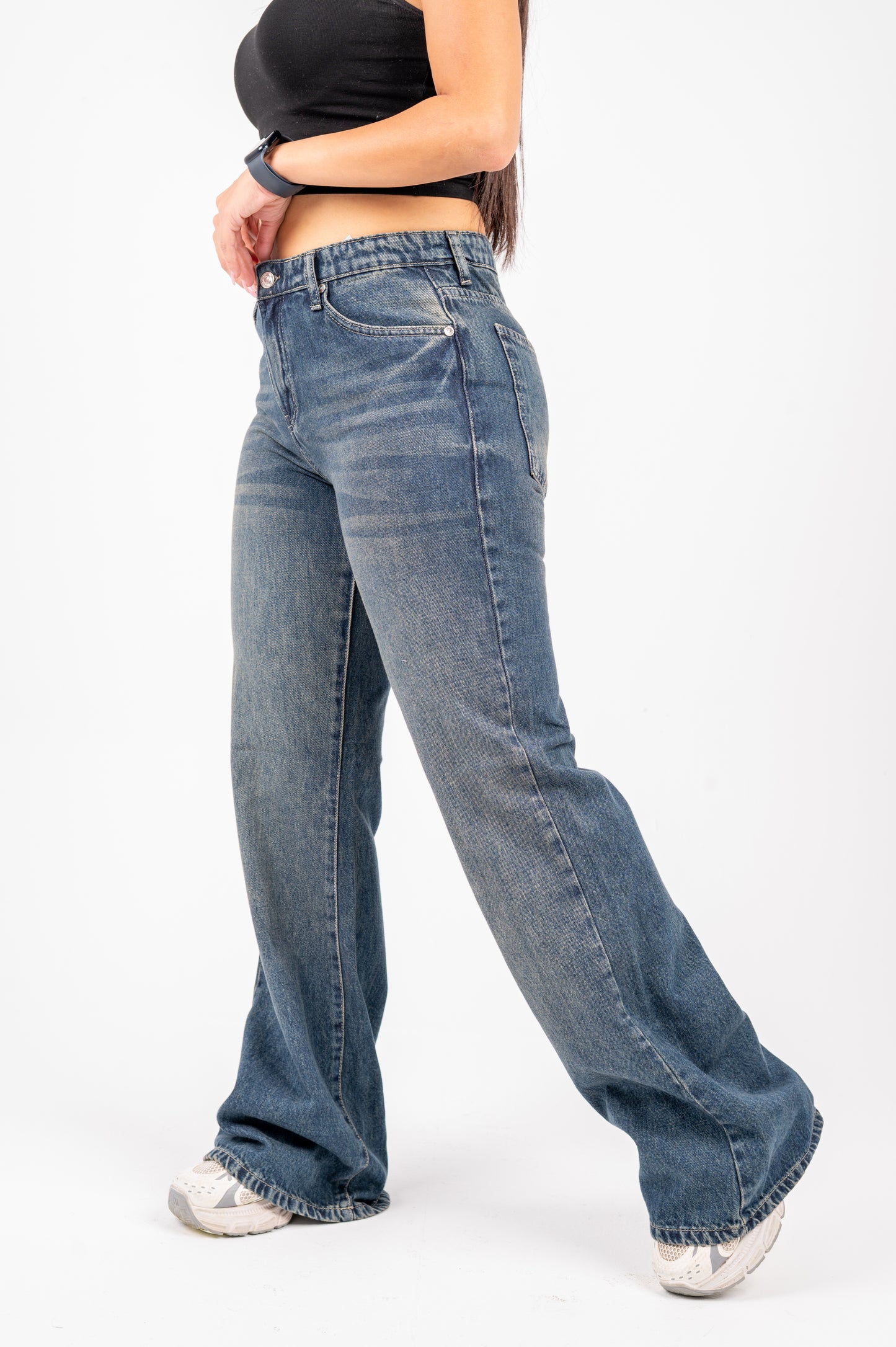 Flare cotton jeans navy washed