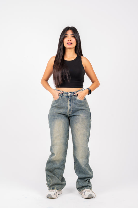 Wide leg jeans vintage washed
