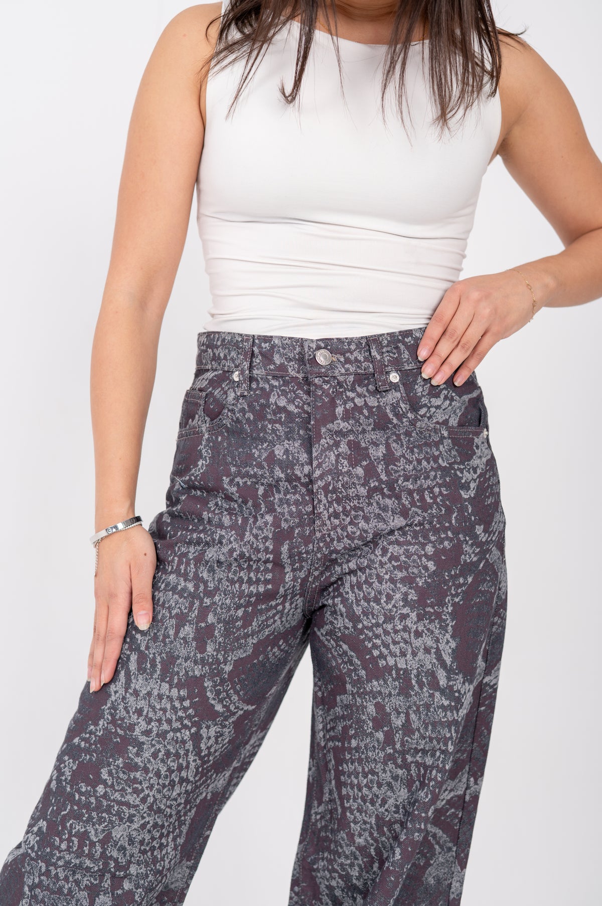 Snake print wide leg jeans Mulberry