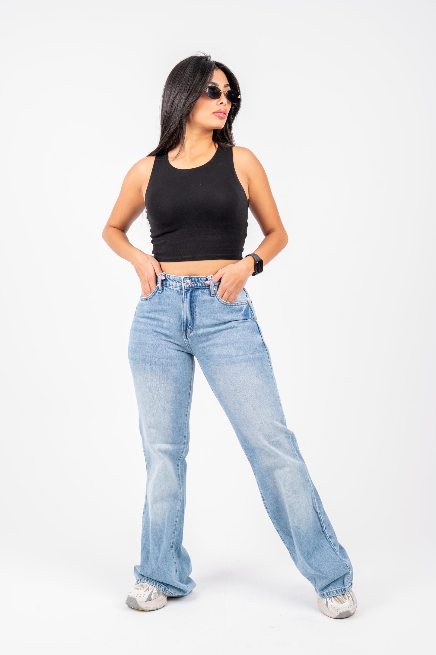 Flare cotton jeans light blue