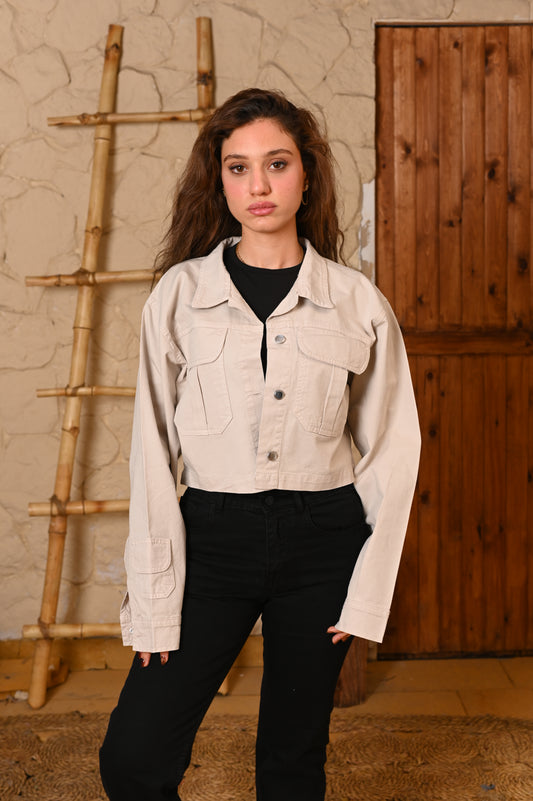Short jacket Denim beige.