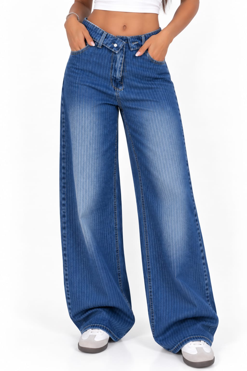 Striped jeans Dark blue