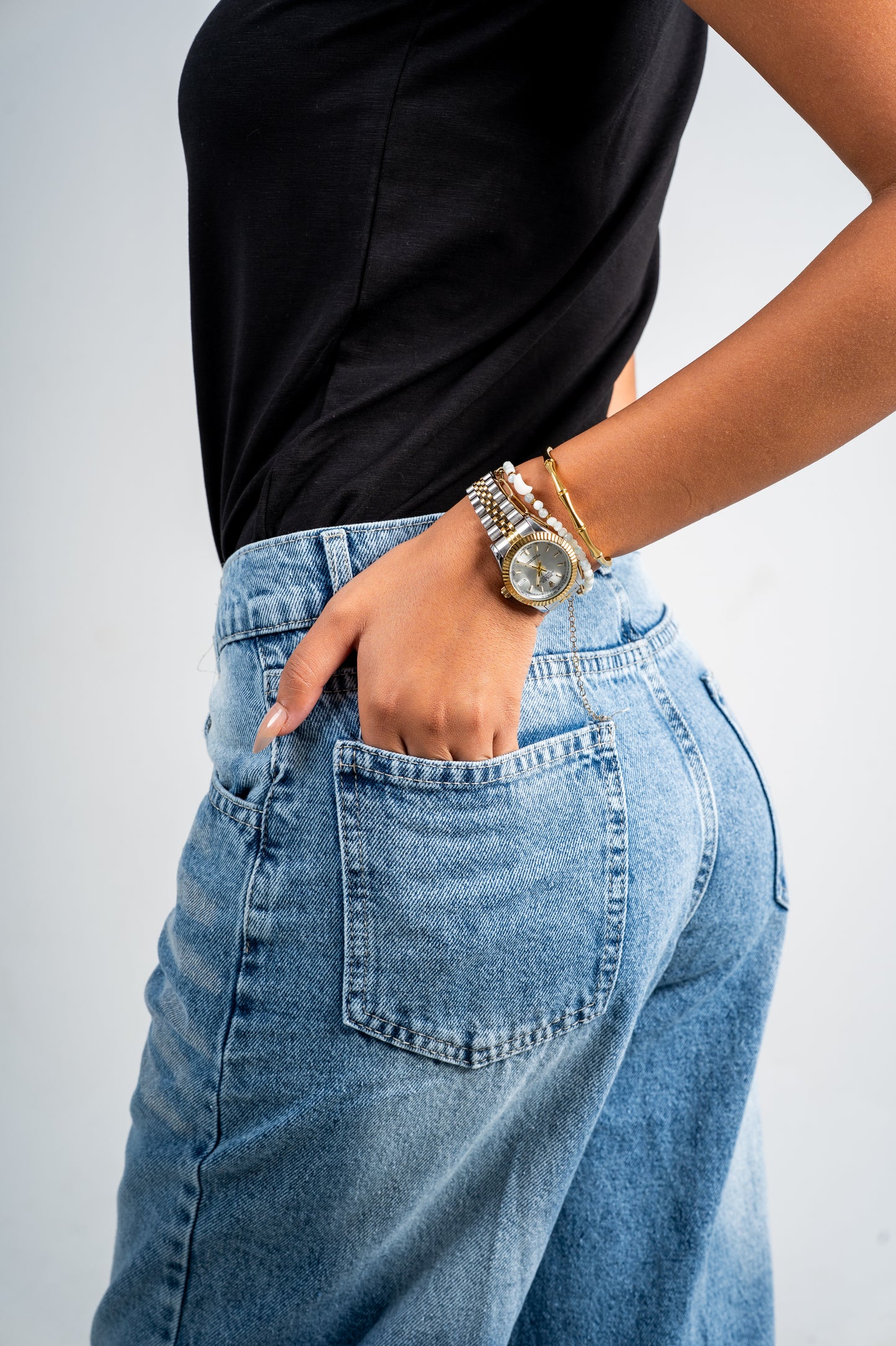 Wide leg mid blue washed