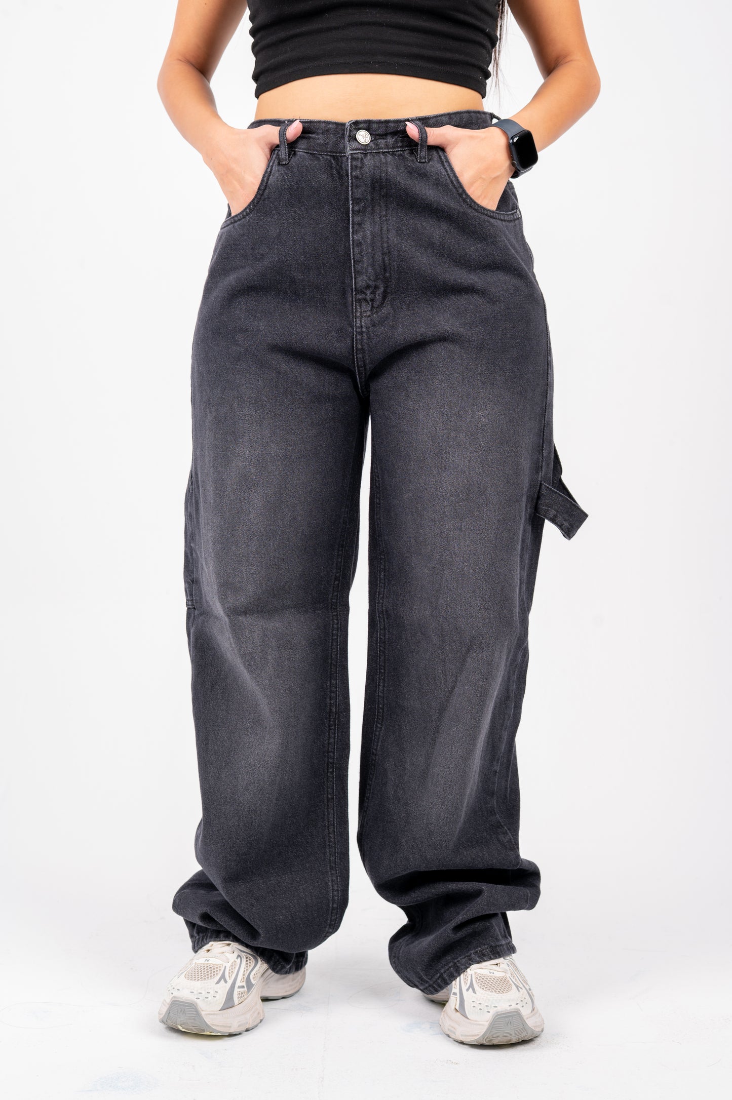 Ballon jeans black washed