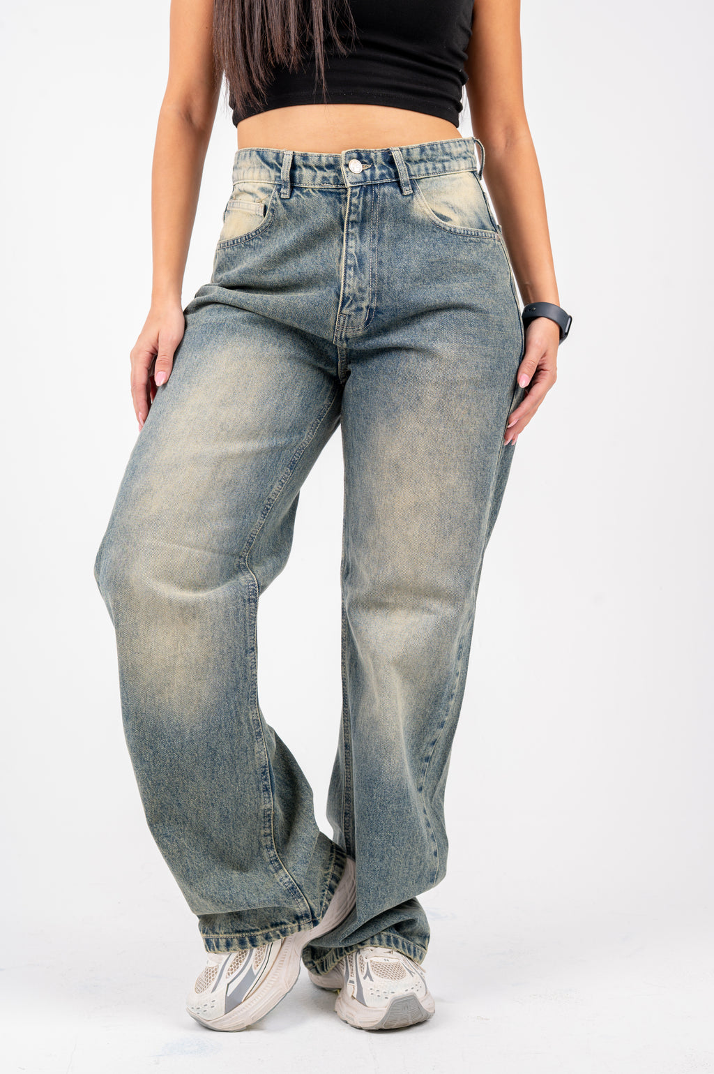 Wide leg jeans vintage washed