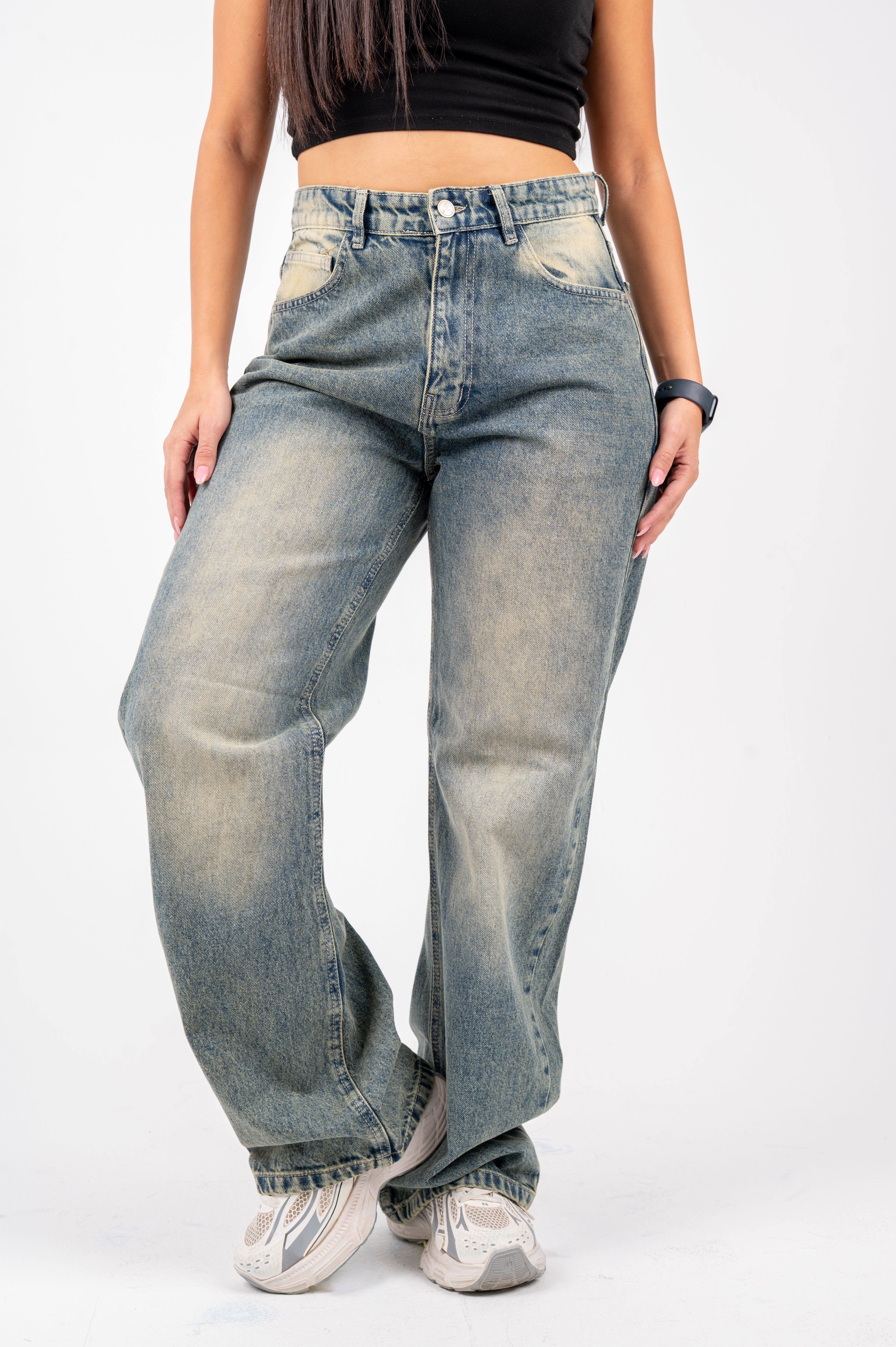 Wide leg jeans vintage washed