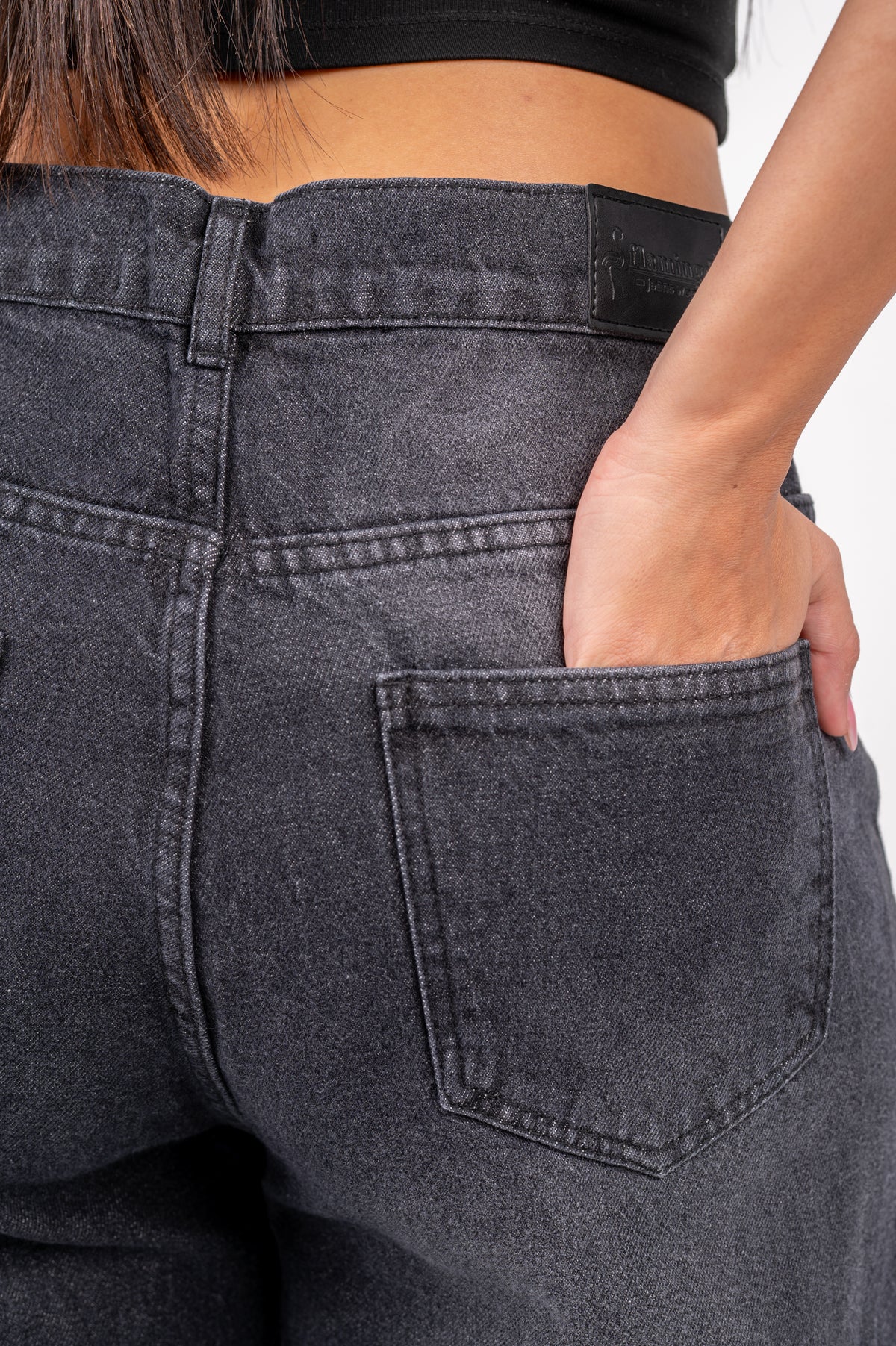 Wide leg jeans black washed