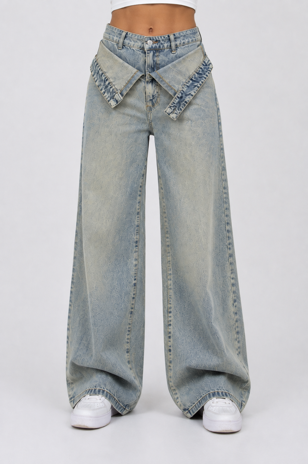 Foldover waist dirty blue