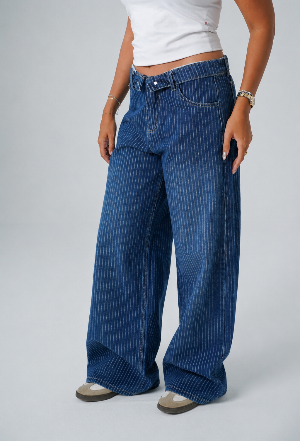 Striped jeans Dark blue