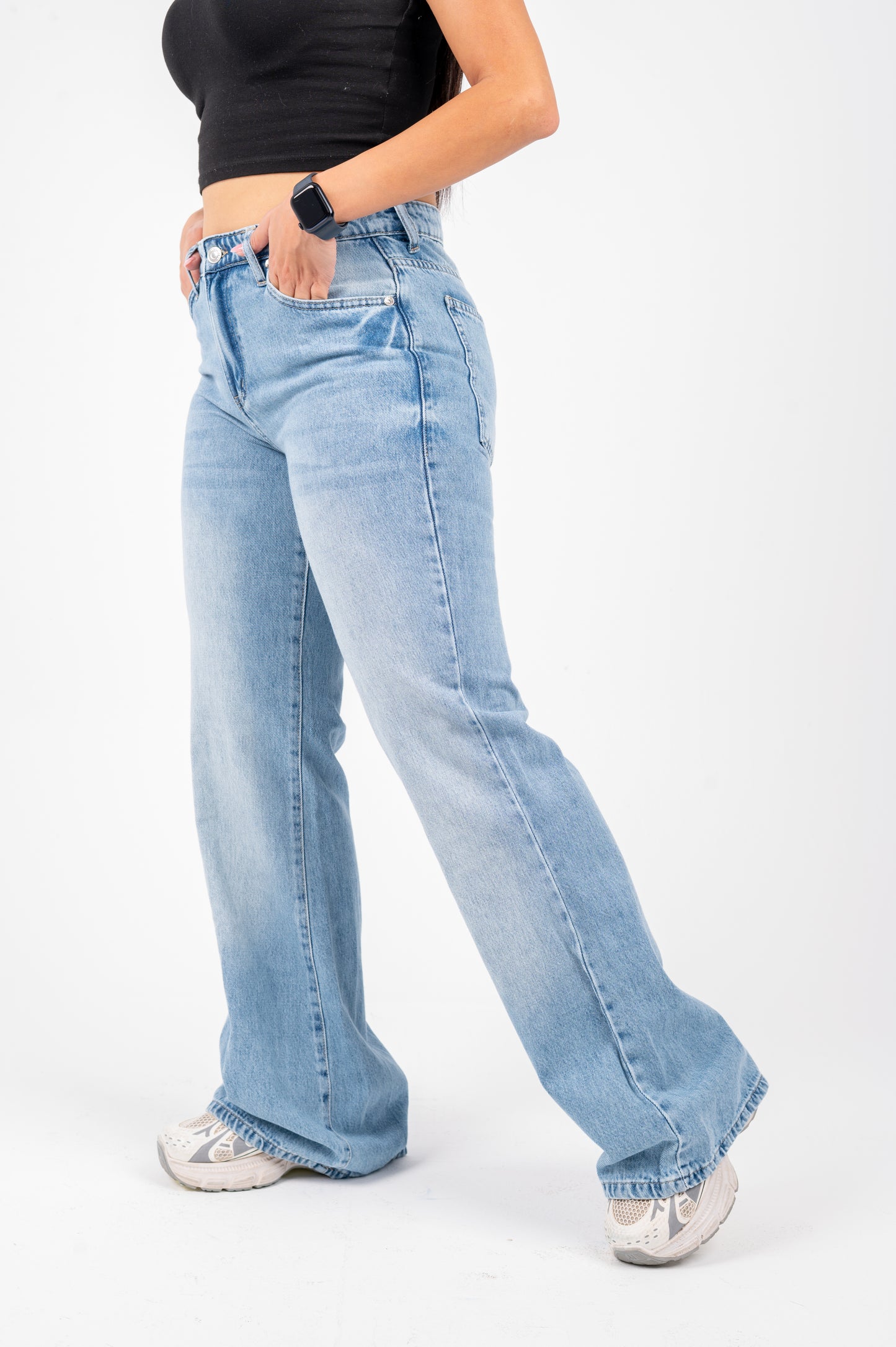 Flare cotton jeans light blue