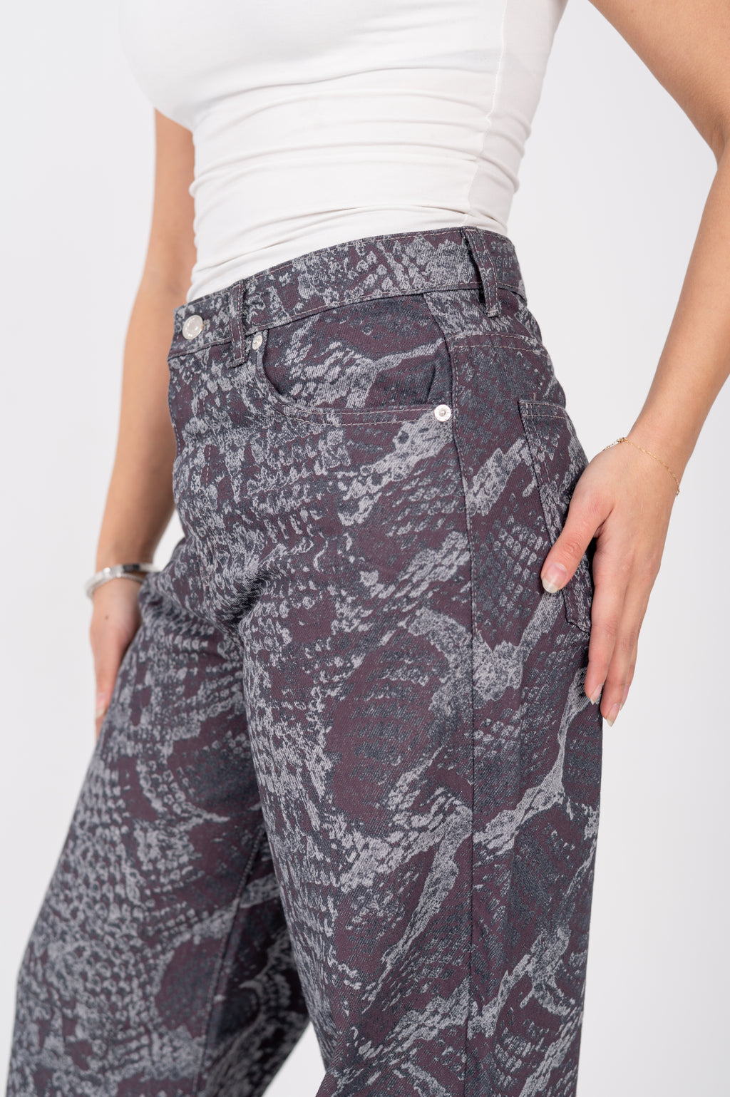Snake print wide leg jeans Mulberry