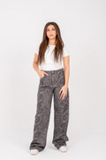 Snake Print Wide-Leg Jeans beige